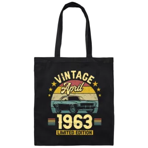 1963 Best Gift, 1963 Limited Edition, April 1963 Birthday Gift, Retro 1963 Canvas Tote Bag