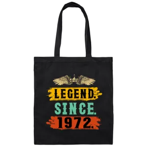 1972 Birthday, Retro Legend Since 1972 Canvas Tote Bag