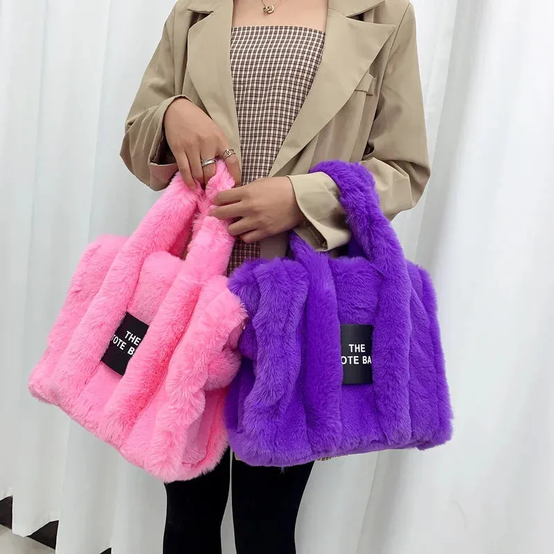 2024 Fluffy Faux Fur Tote Bag – Soft, Stylish, and Party-Ready!