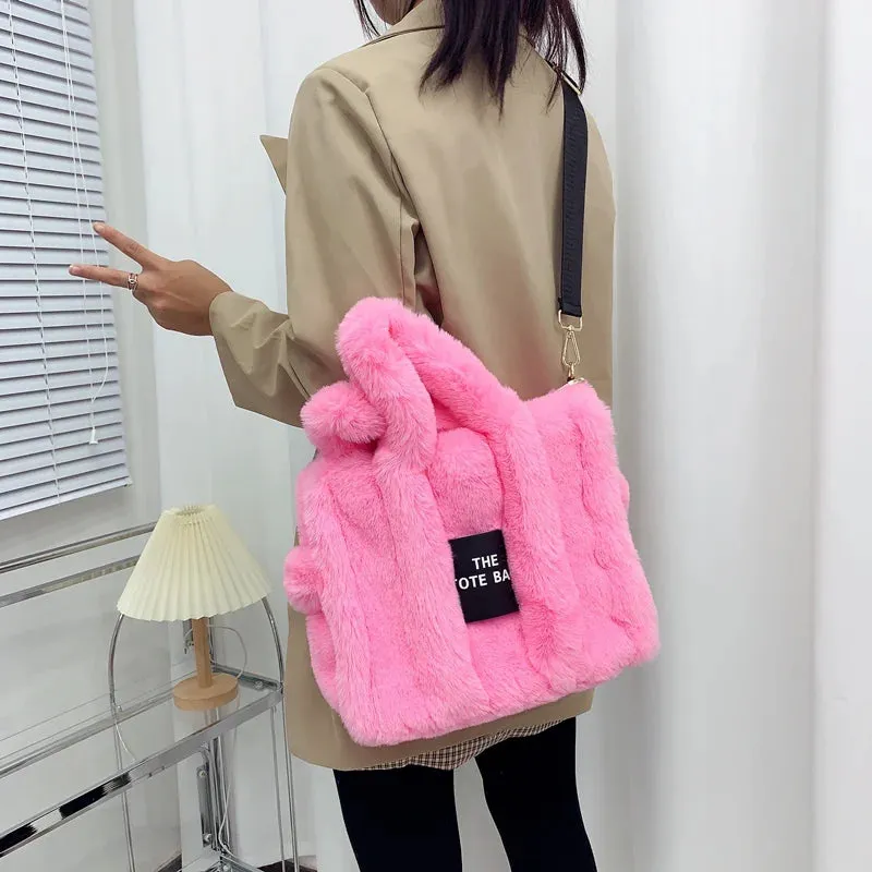 2024 Fluffy Faux Fur Tote Bag – Soft, Stylish, and Party-Ready!