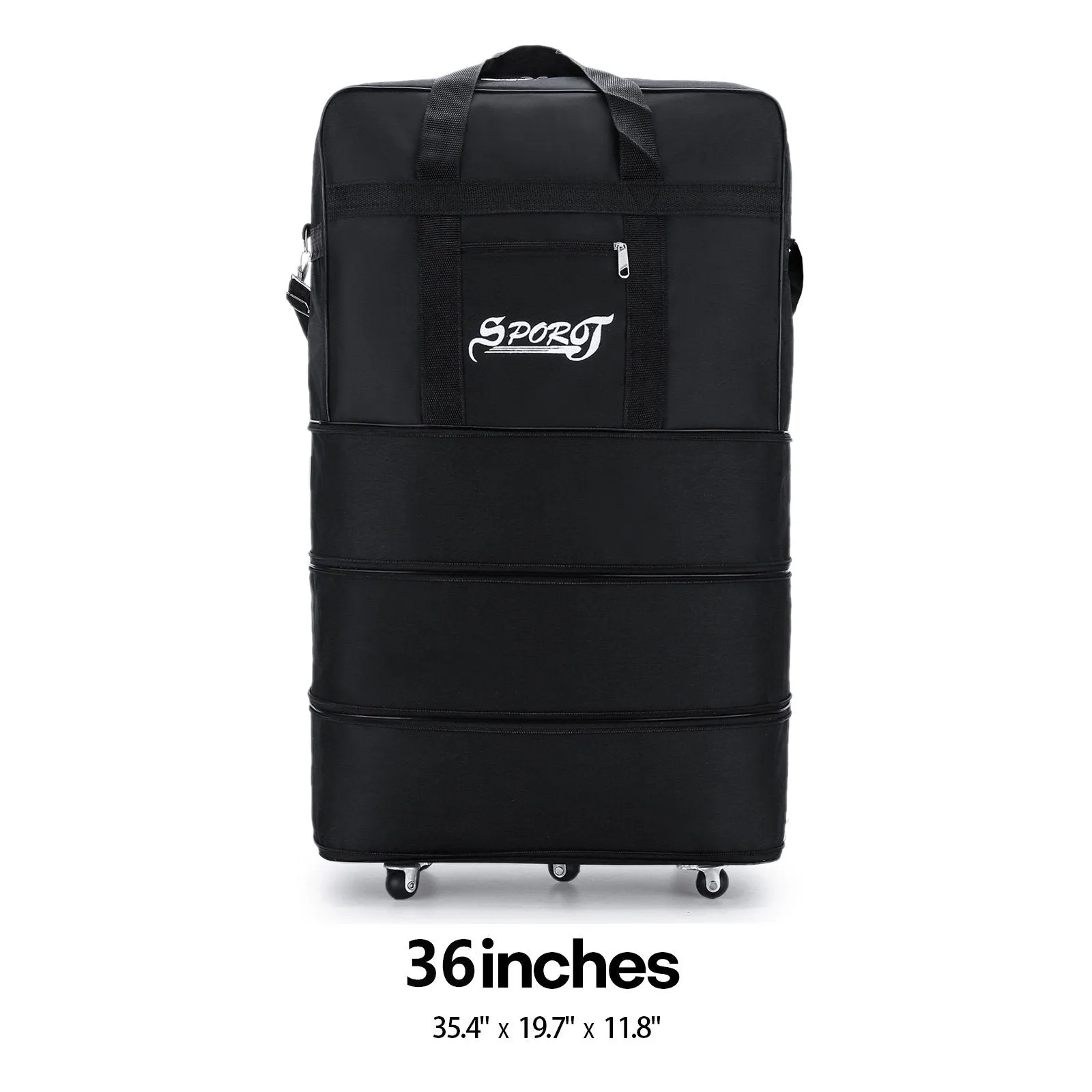 32/36/40in 3 Layer Expandable Suitcase Bag Foldable Rolling Luggage