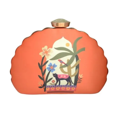 Artklim Orange Miniature Printed Clutch