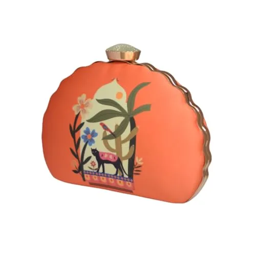 Artklim Orange Miniature Printed Clutch