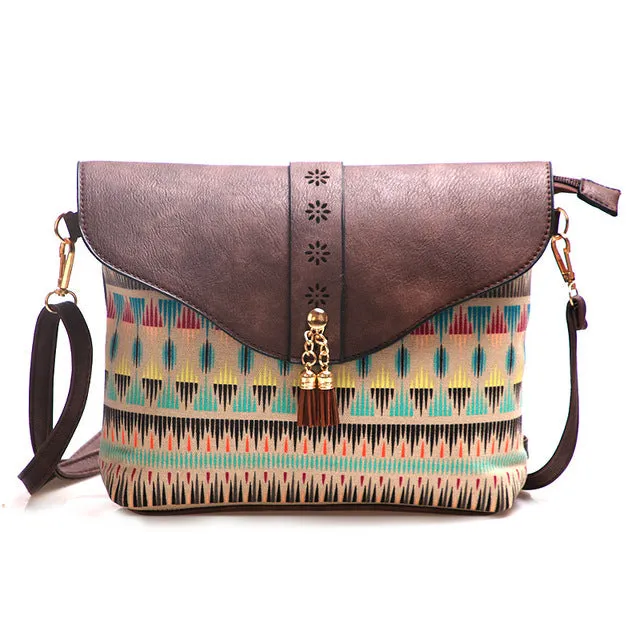 Aztec Leather Messenger Bag