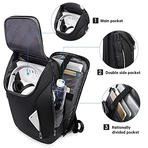 BANGE Business Smart Backpack Waterproof fit 15.6 Inch Laptop Backpack with USB Charging Port,Travel Durable Backpack