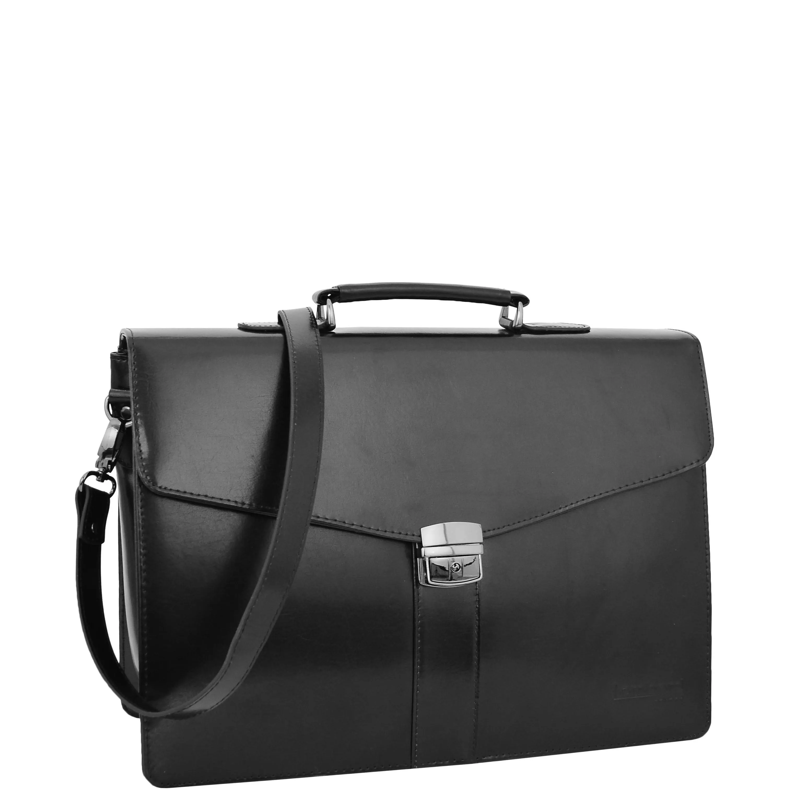 Black Leather Briefcase For Mens Laptop Business Organiser Shoulder Bag Alvin