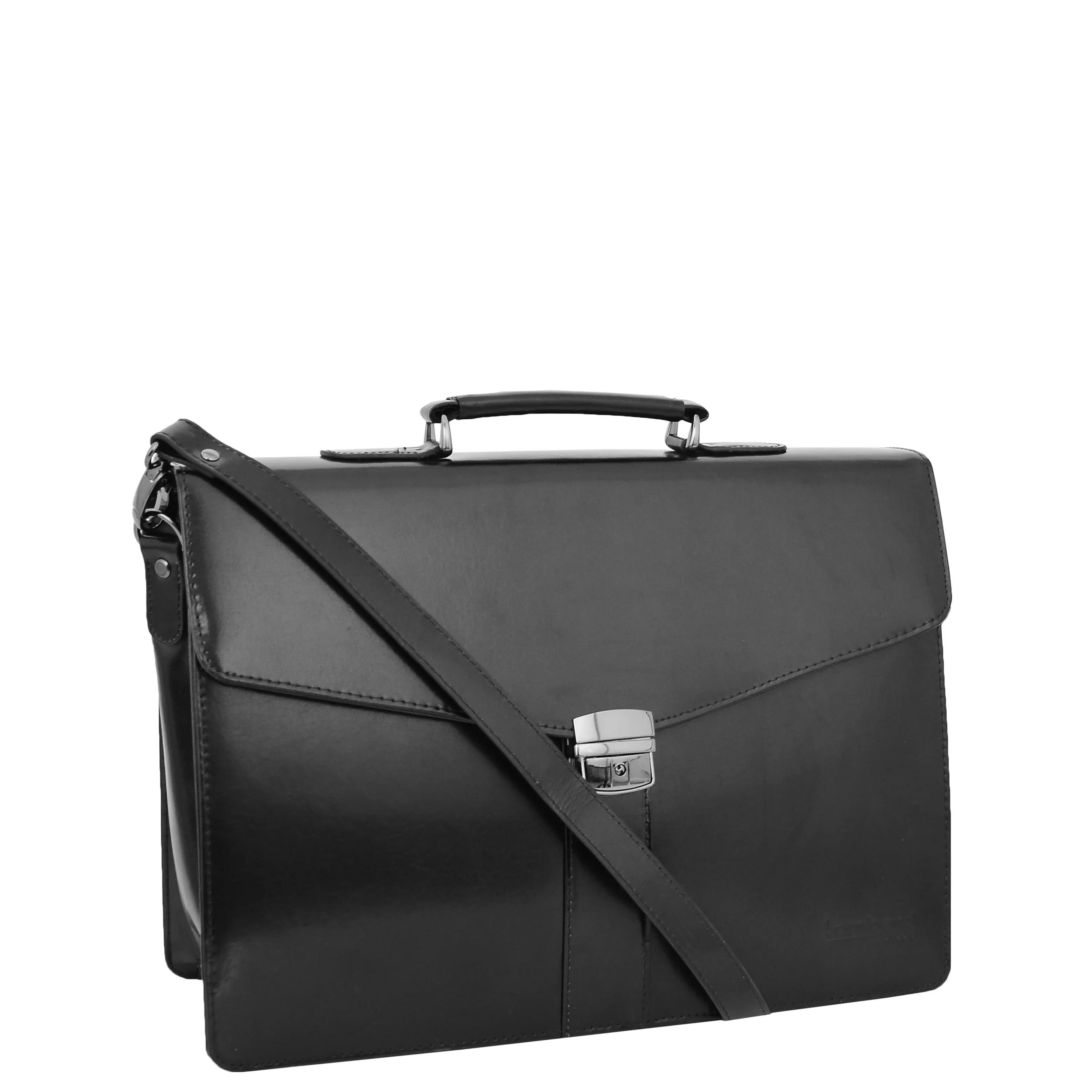 Black Leather Briefcase For Mens Laptop Business Organiser Shoulder Bag Alvin