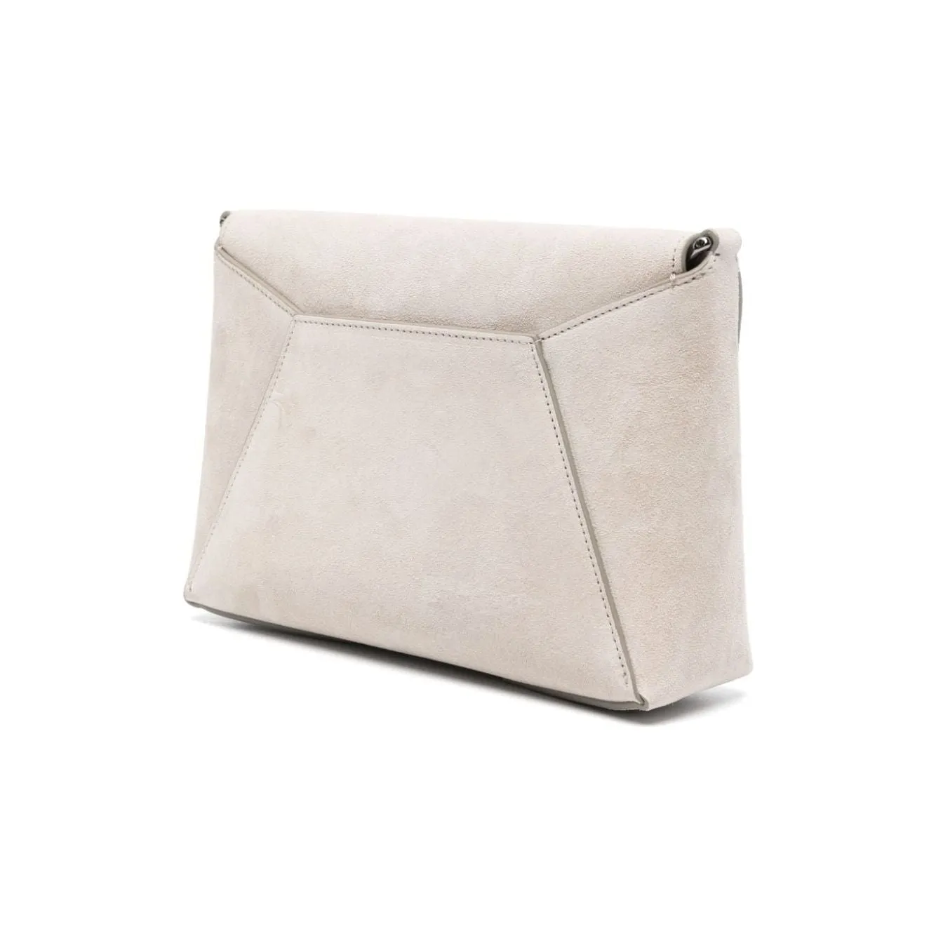 Brunello Cucinelli suede signature Monili chain Shoulder Bag Light Grey