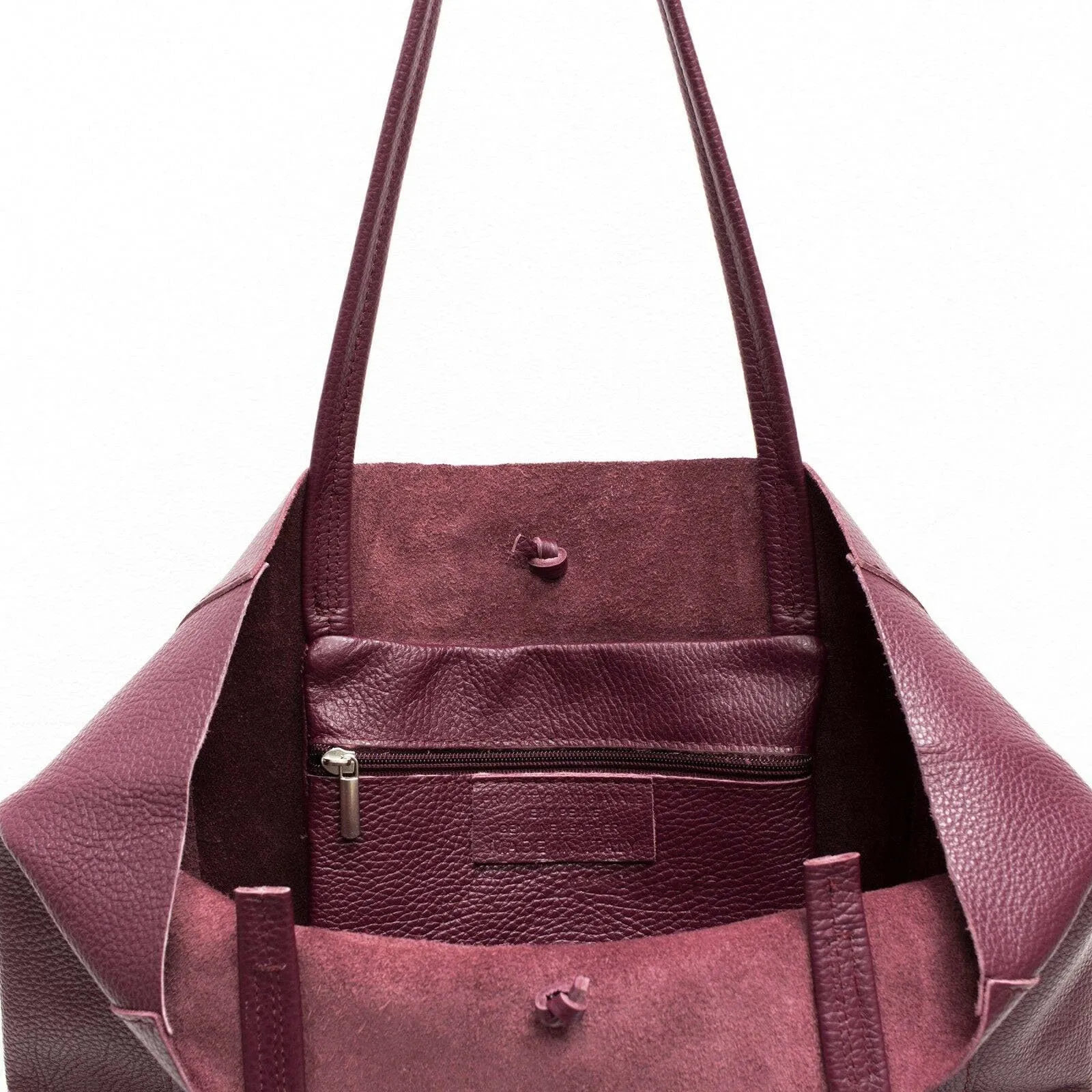 Burgundy Genuine Leather Shopper Bag Large Leather Tote Bag