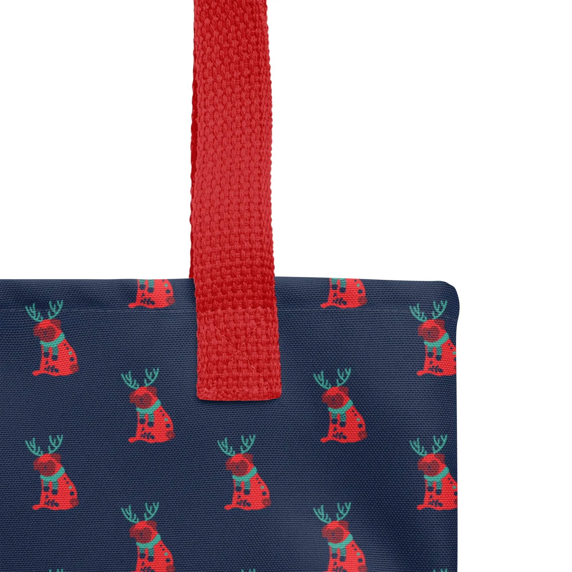 Christmas Tote Bag - A Dog Dressed As A Reindeer (Glamourange Festive Pattern Christmas Tote Bags)