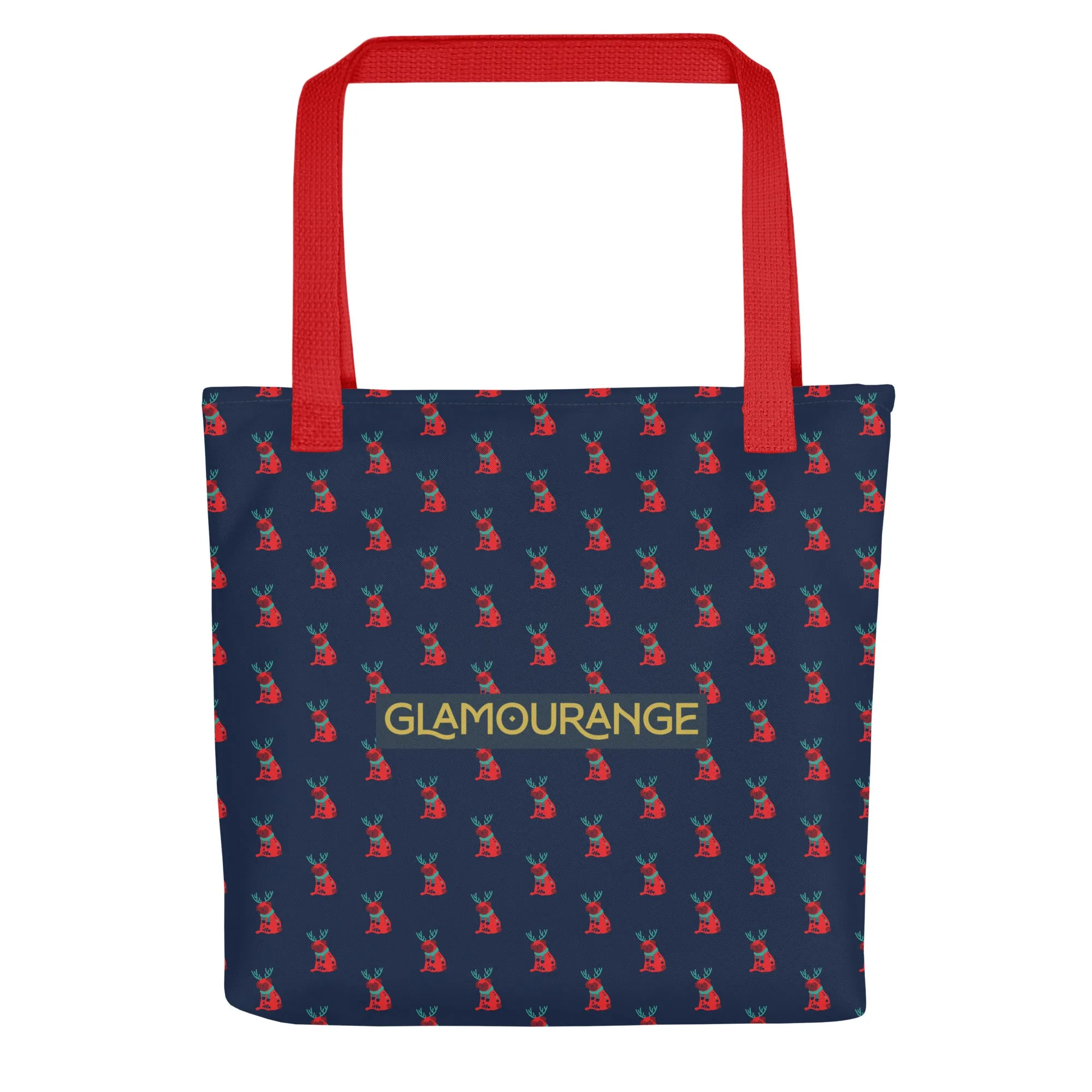 Christmas Tote Bag - A Dog Dressed As A Reindeer (Glamourange Festive Pattern Christmas Tote Bags)