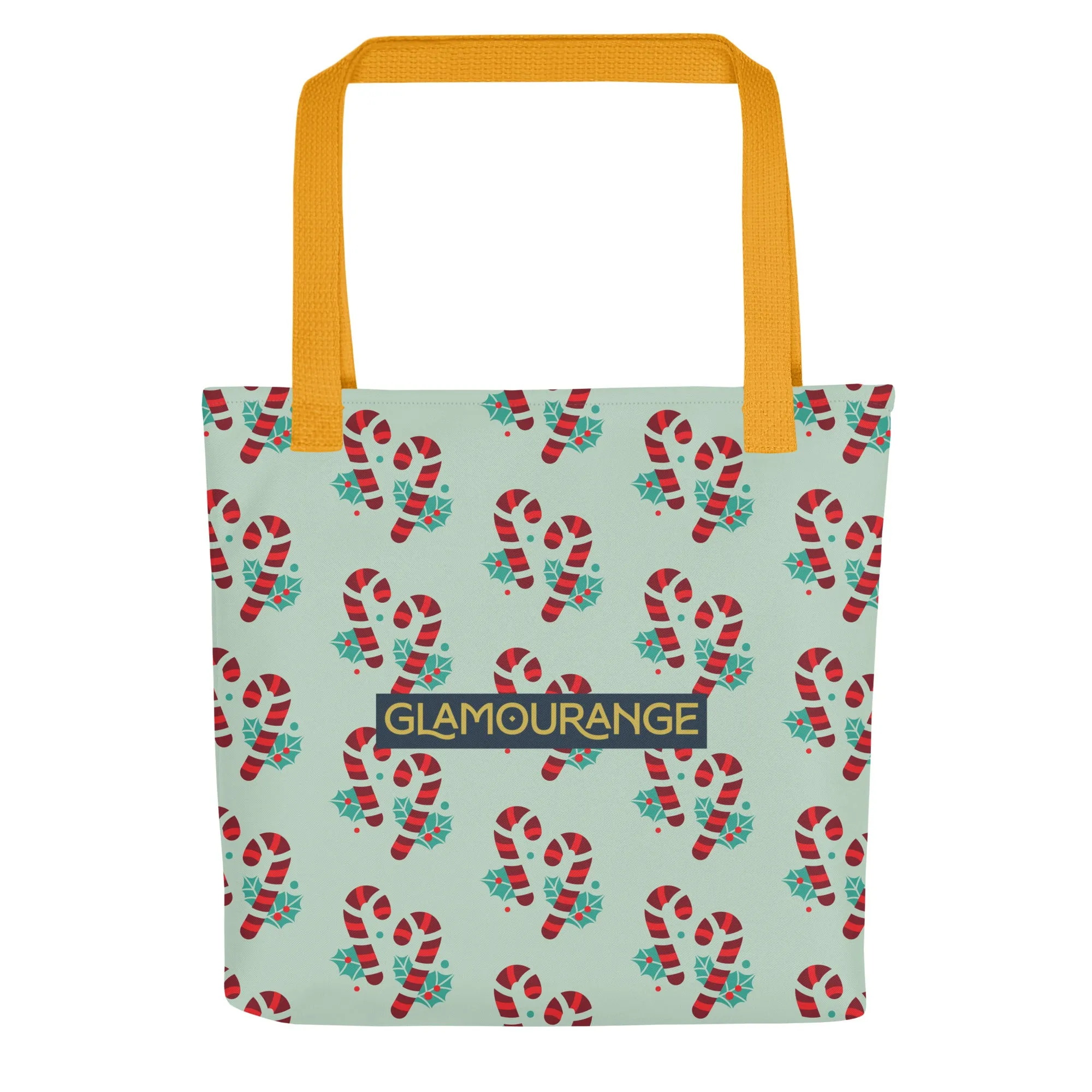 Christmas Tote Bag -- Candy Cane (Glamourange Festive Pattern Christmas Tote Bags)