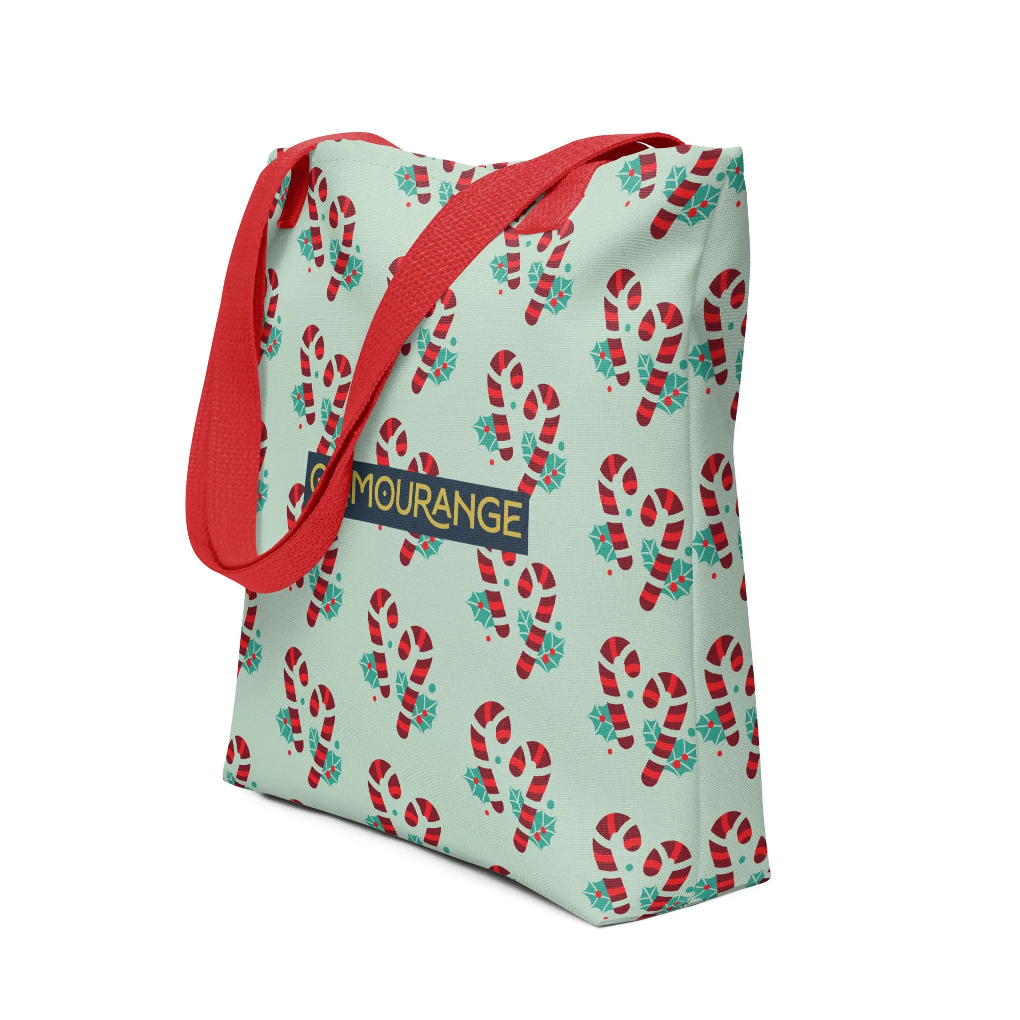 Christmas Tote Bag -- Candy Cane (Glamourange Festive Pattern Christmas Tote Bags)