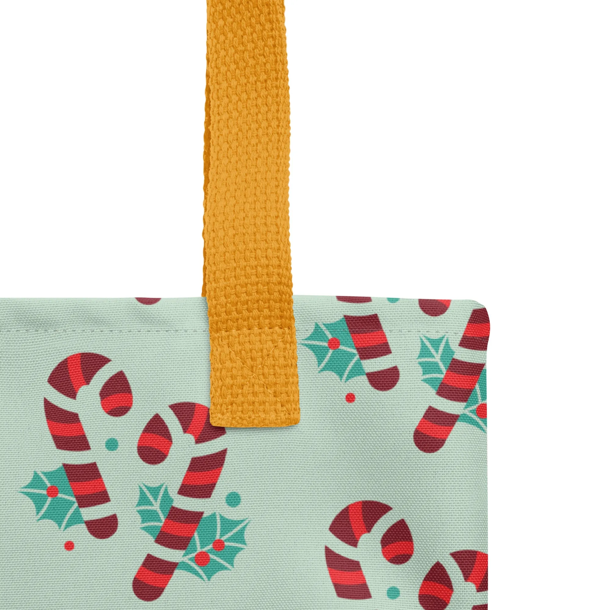 Christmas Tote Bag -- Candy Cane (Glamourange Festive Pattern Christmas Tote Bags)