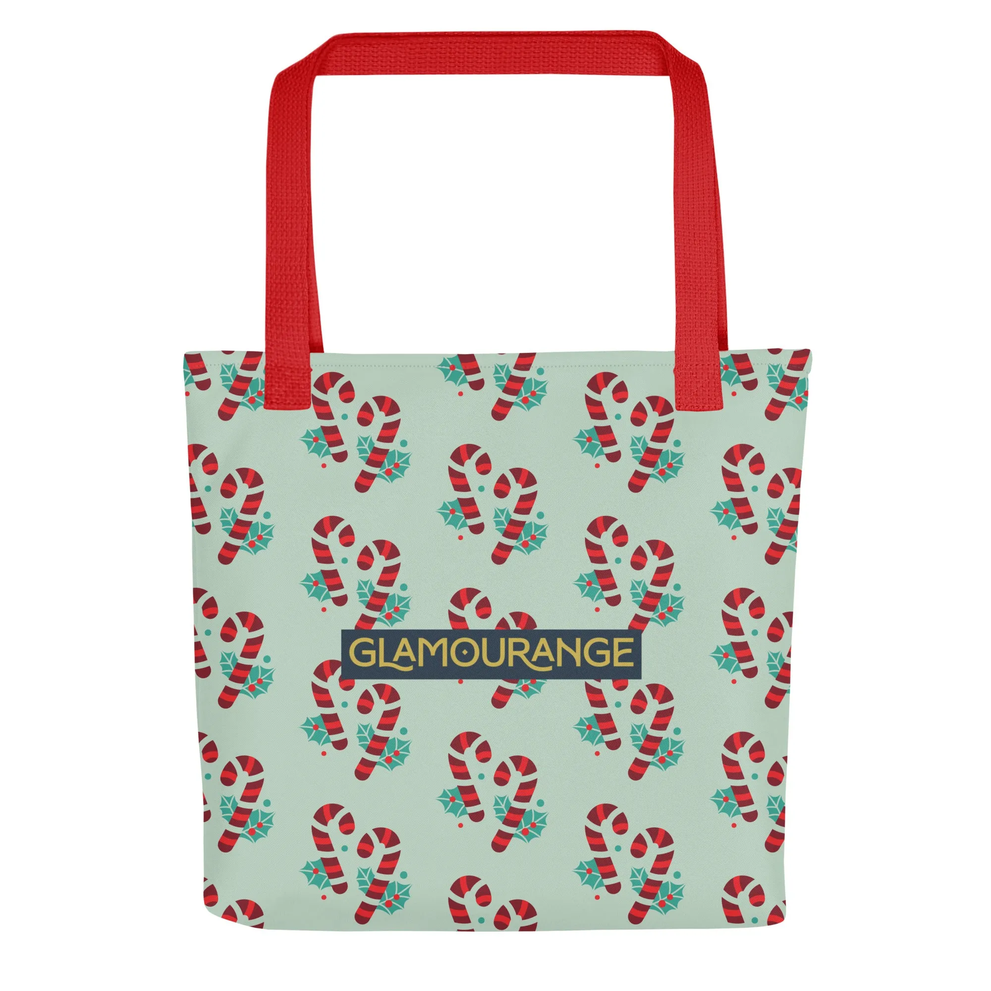 Christmas Tote Bag -- Candy Cane (Glamourange Festive Pattern Christmas Tote Bags)