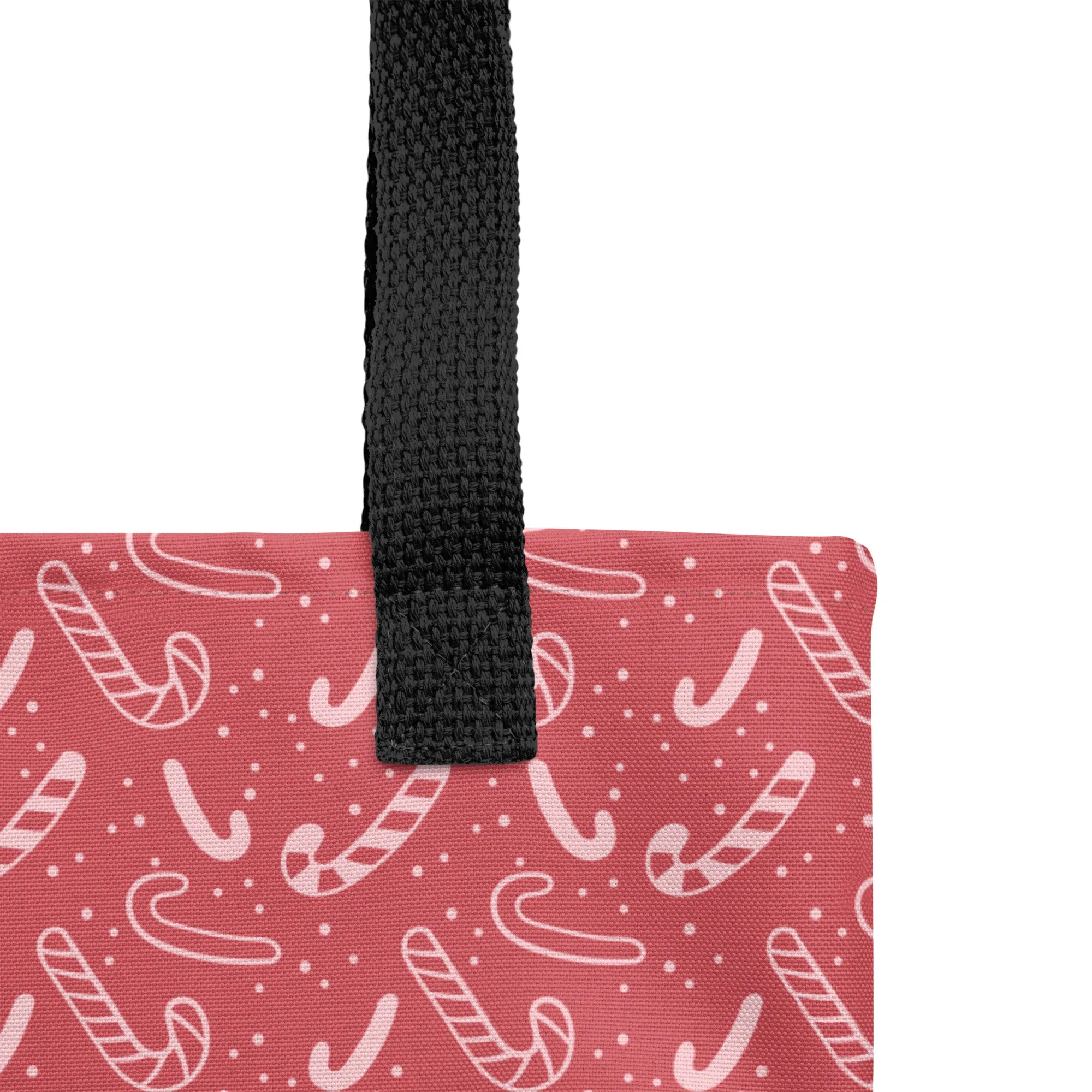 Christmas Tote Bag - Candy Canes Patterns (Glamourange Festive Pattern Christmas Tote Bags)