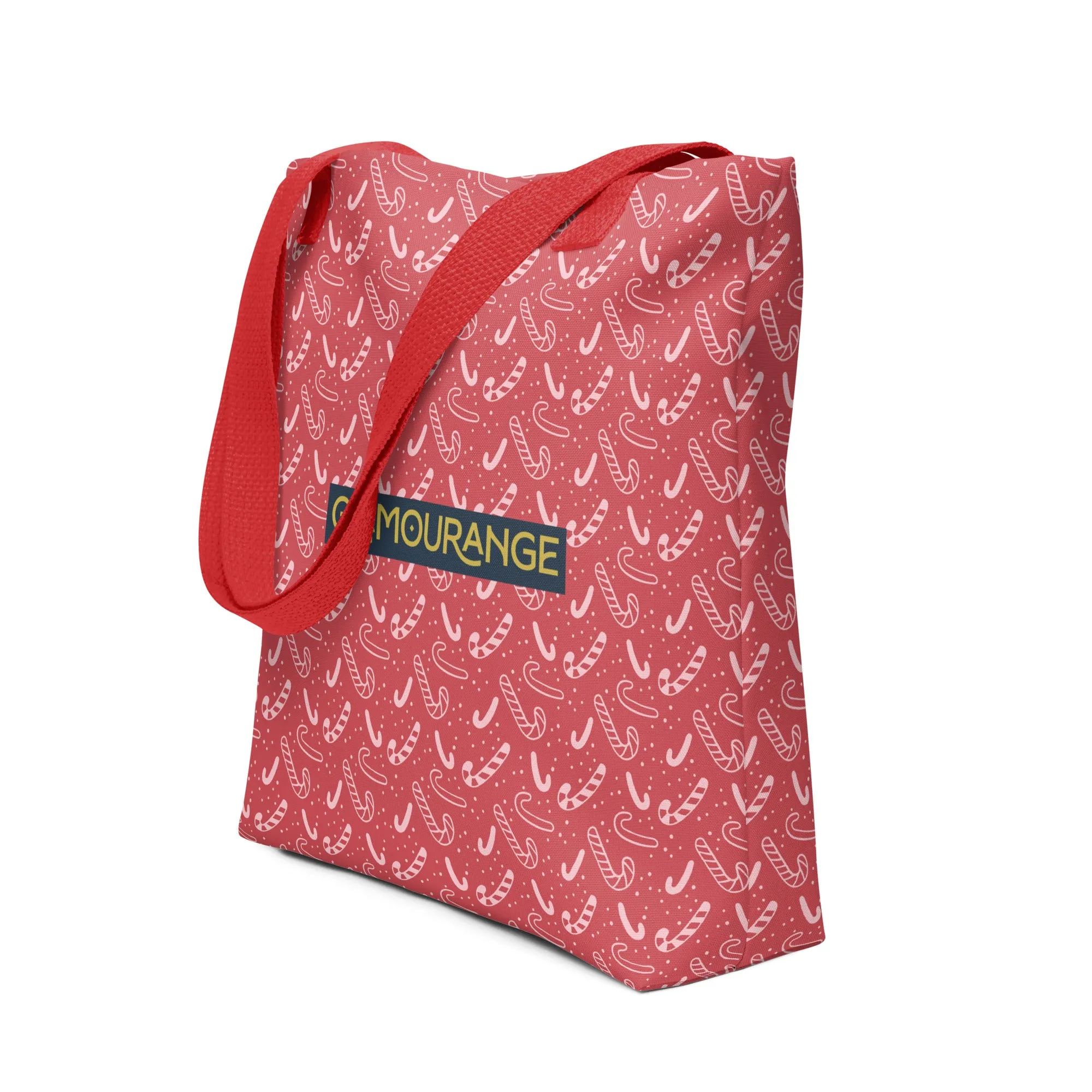 Christmas Tote Bag - Candy Canes Patterns (Glamourange Festive Pattern Christmas Tote Bags)