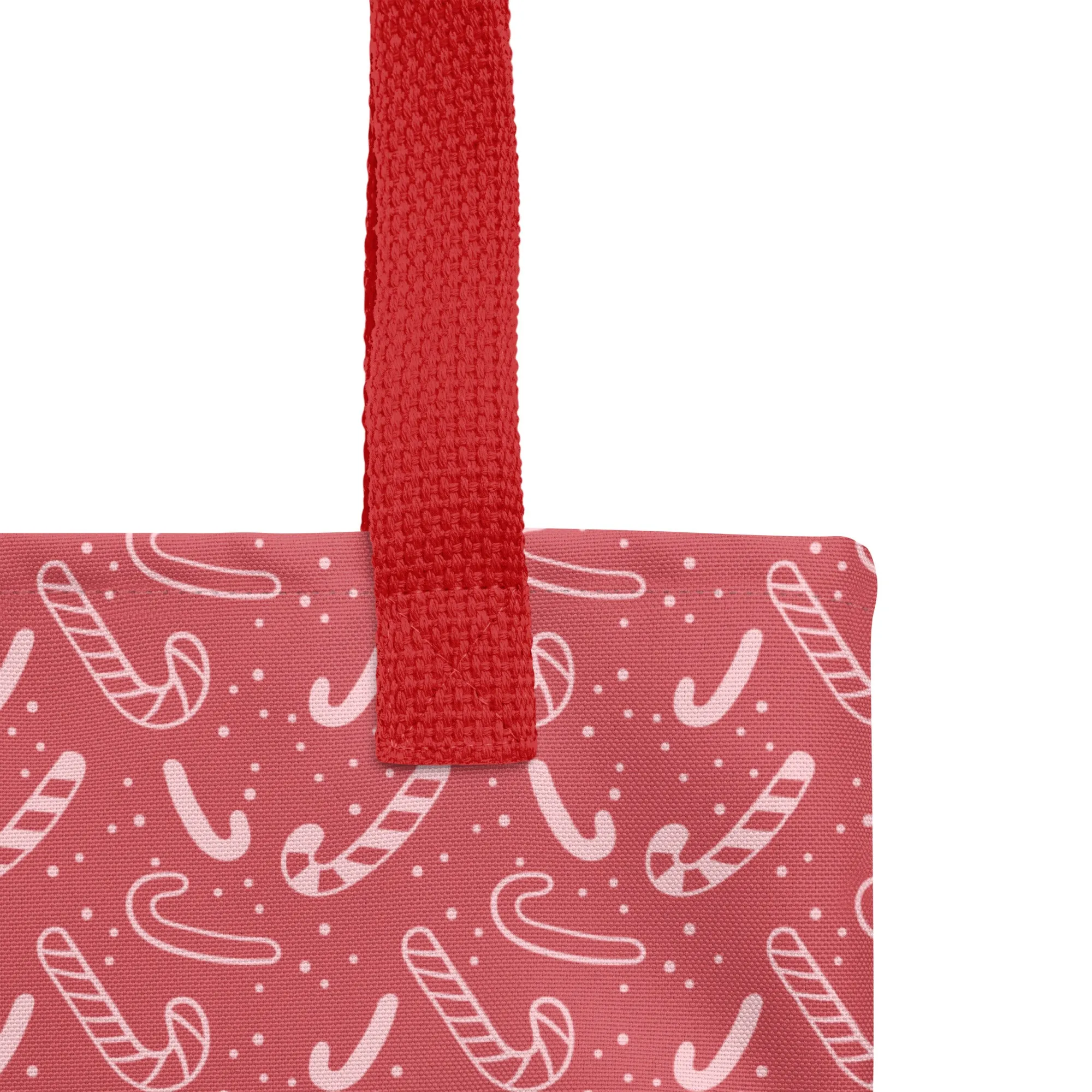 Christmas Tote Bag - Candy Canes Patterns (Glamourange Festive Pattern Christmas Tote Bags)