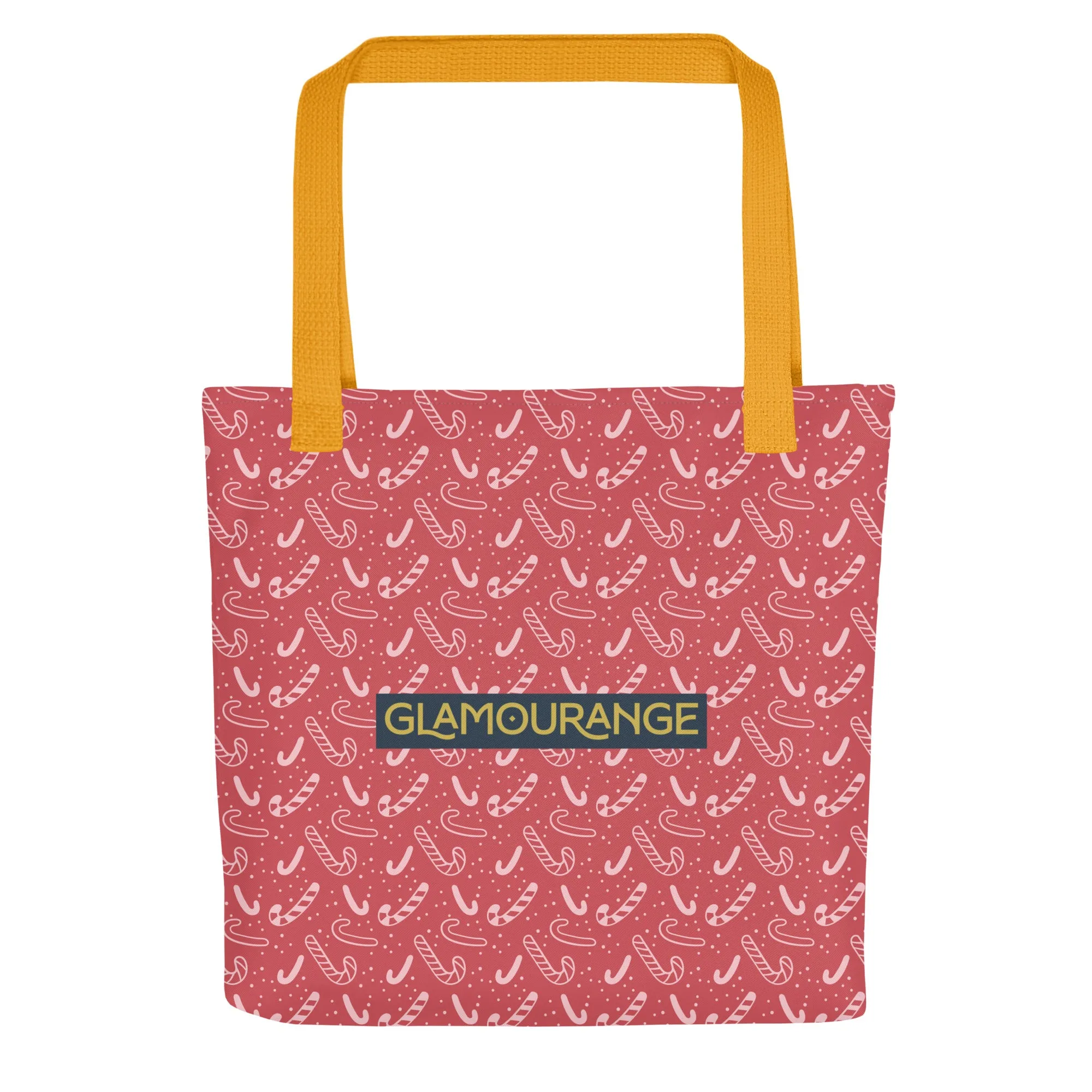 Christmas Tote Bag - Candy Canes Patterns (Glamourange Festive Pattern Christmas Tote Bags)