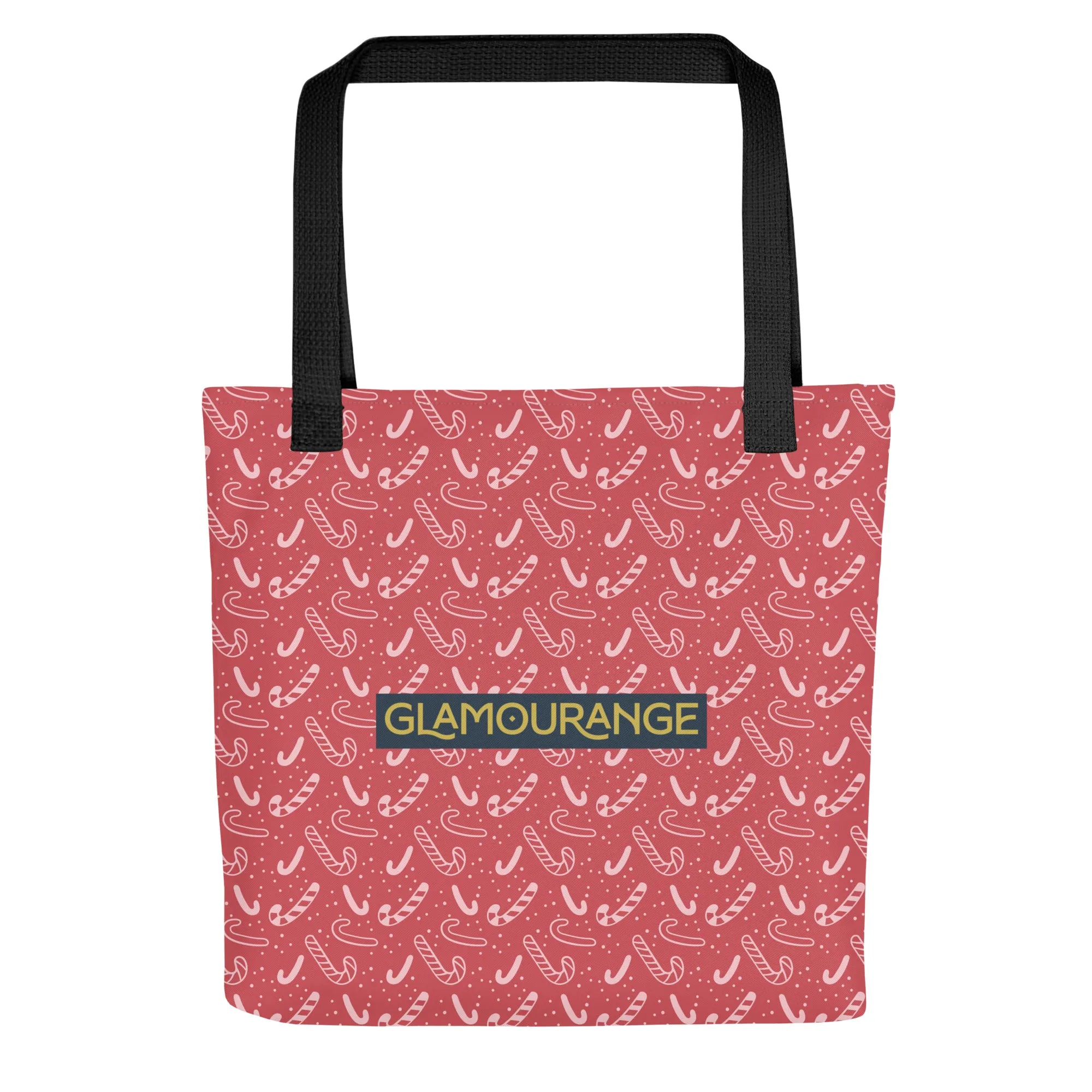 Christmas Tote Bag - Candy Canes Patterns (Glamourange Festive Pattern Christmas Tote Bags)