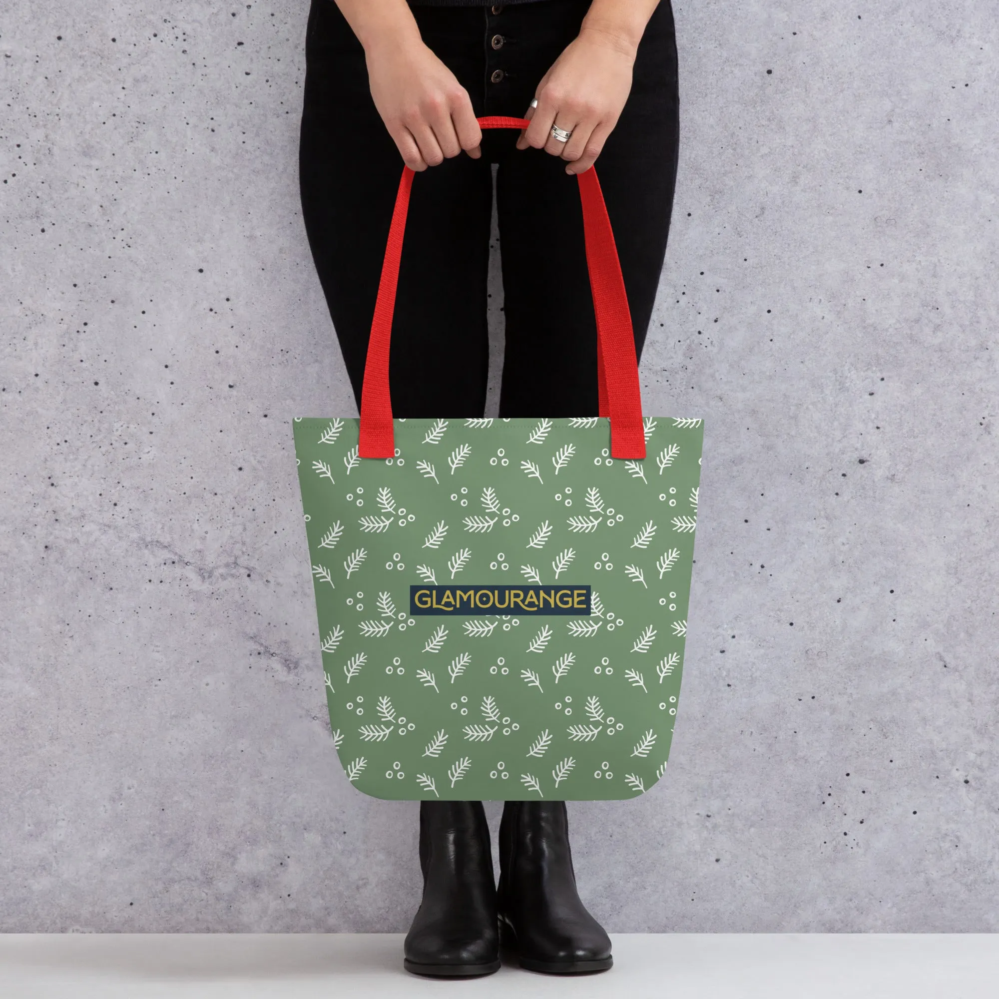 Christmas Tote Bag - Fir Branch (Glamourange Festive Pattern Christmas Tote Bags)