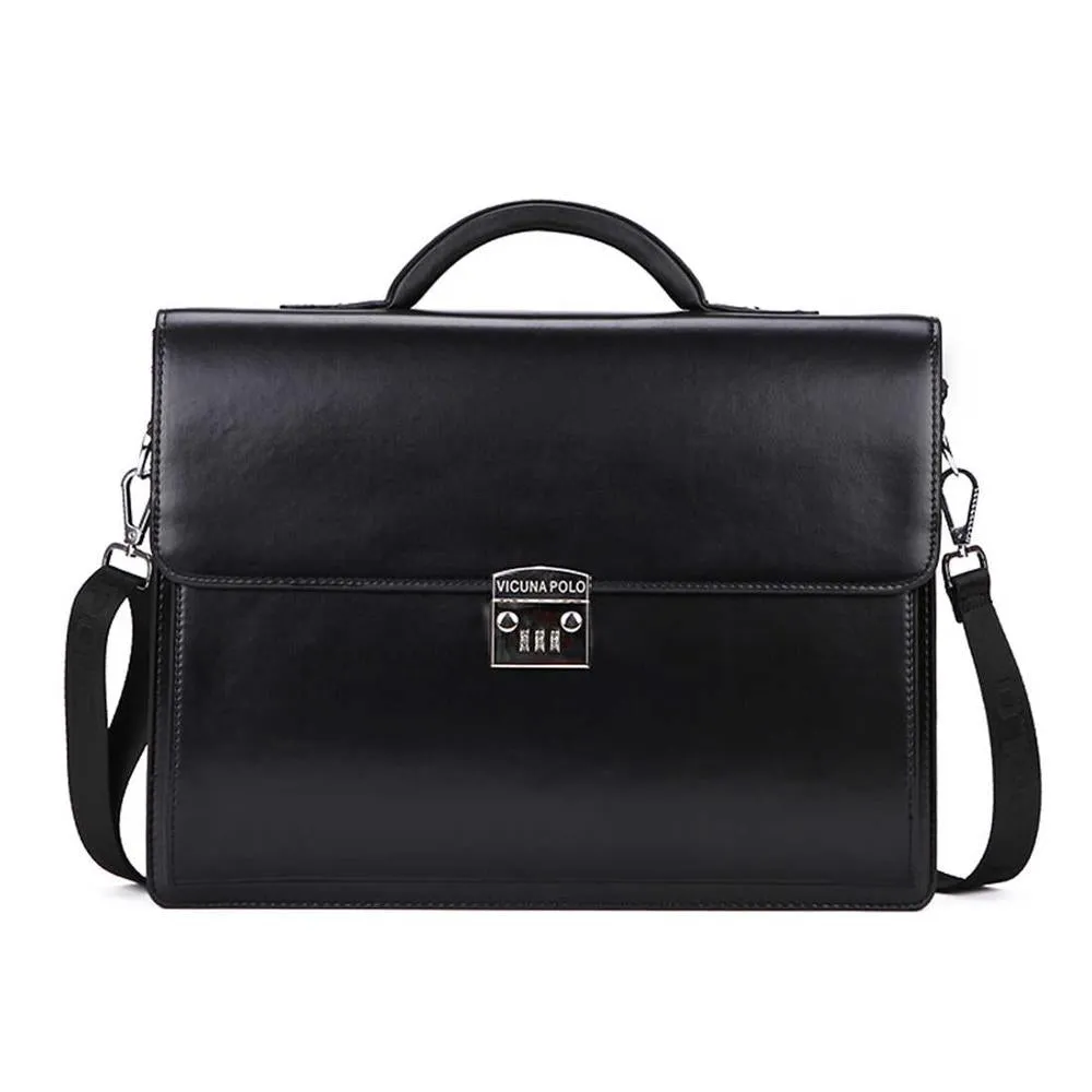 Code Locked Luxury Businessmen Leather Briefcase