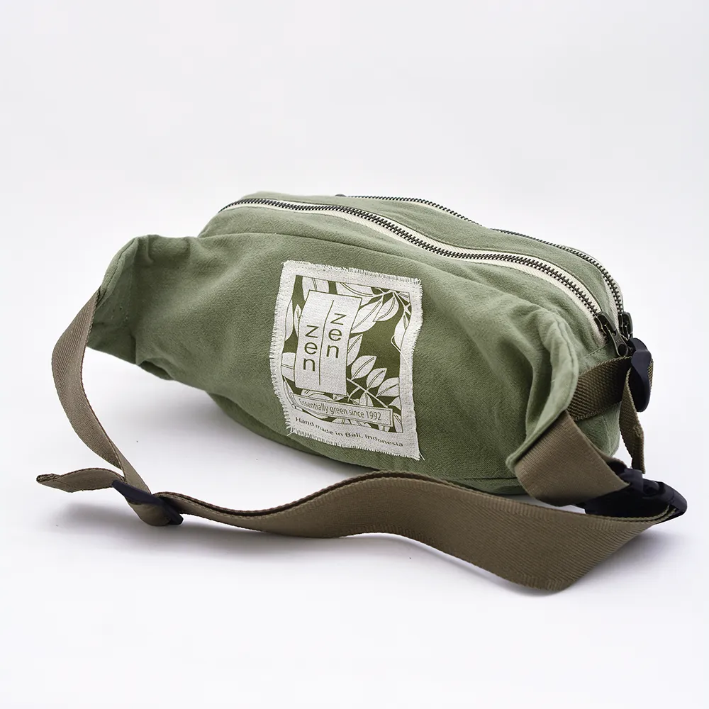 Cotton Linen Fanny Pack - Lichen Green