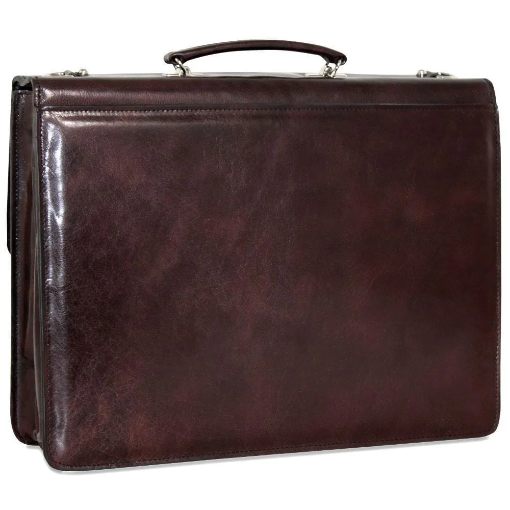 CrookhornDavis Men's Hand Stained Vegetable Tanned Italian Leather Briefcase