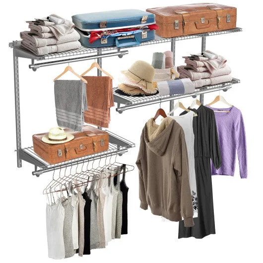 Custom Closet Organizer Kit 3 to 5 Feet Wall-Mounted Closet System with Hang Rod-Gray