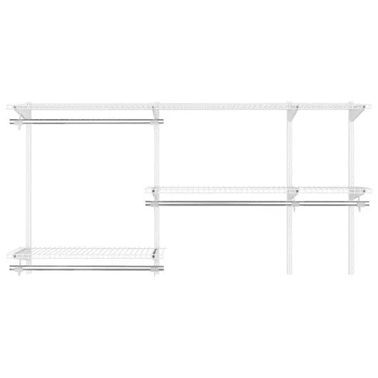 Custom Closet Organizer Kit 3 to 5 Feet Wall-Mounted Closet System with Hang Rod-White