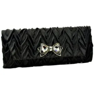 Diamante Butterfly Satin Crinkle Clutch Bag