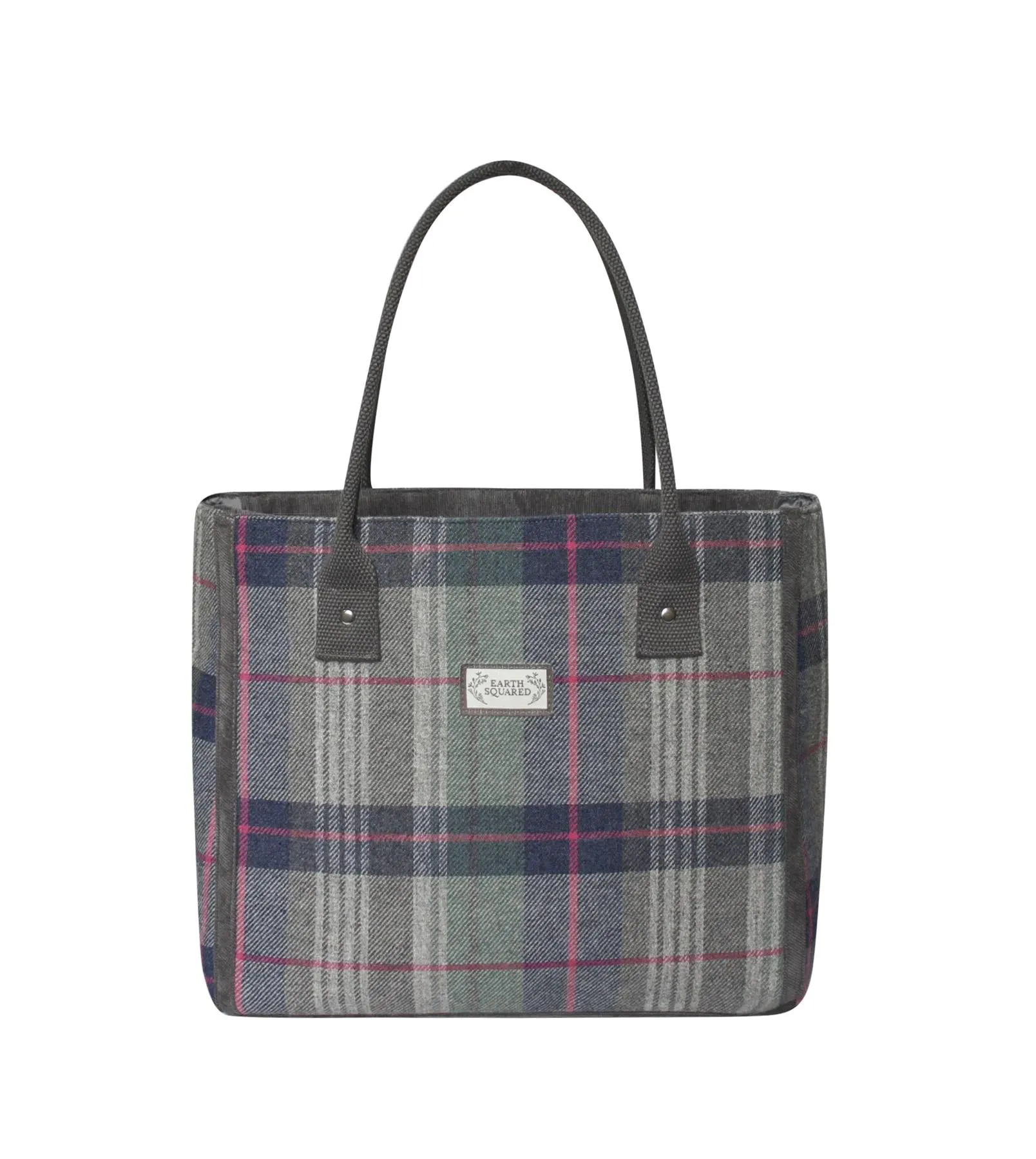 Earth Squared - Tote Shoulder Bag - Drem Tweed Wool - Grey & Pink - 35x26x14cm