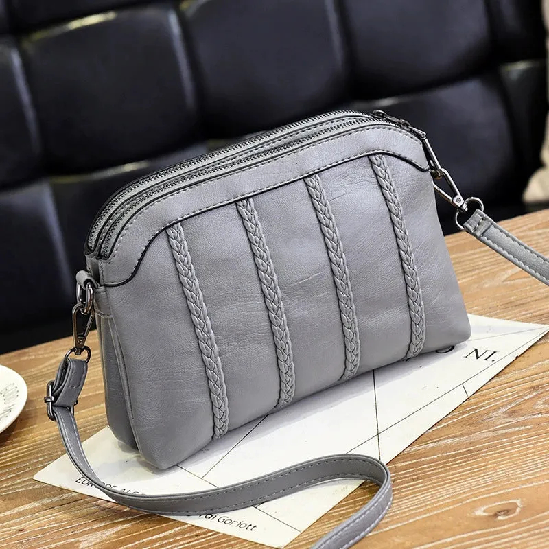 Elegant Middle-Aged Shoulder Soft Leather Crossbody Women Bag