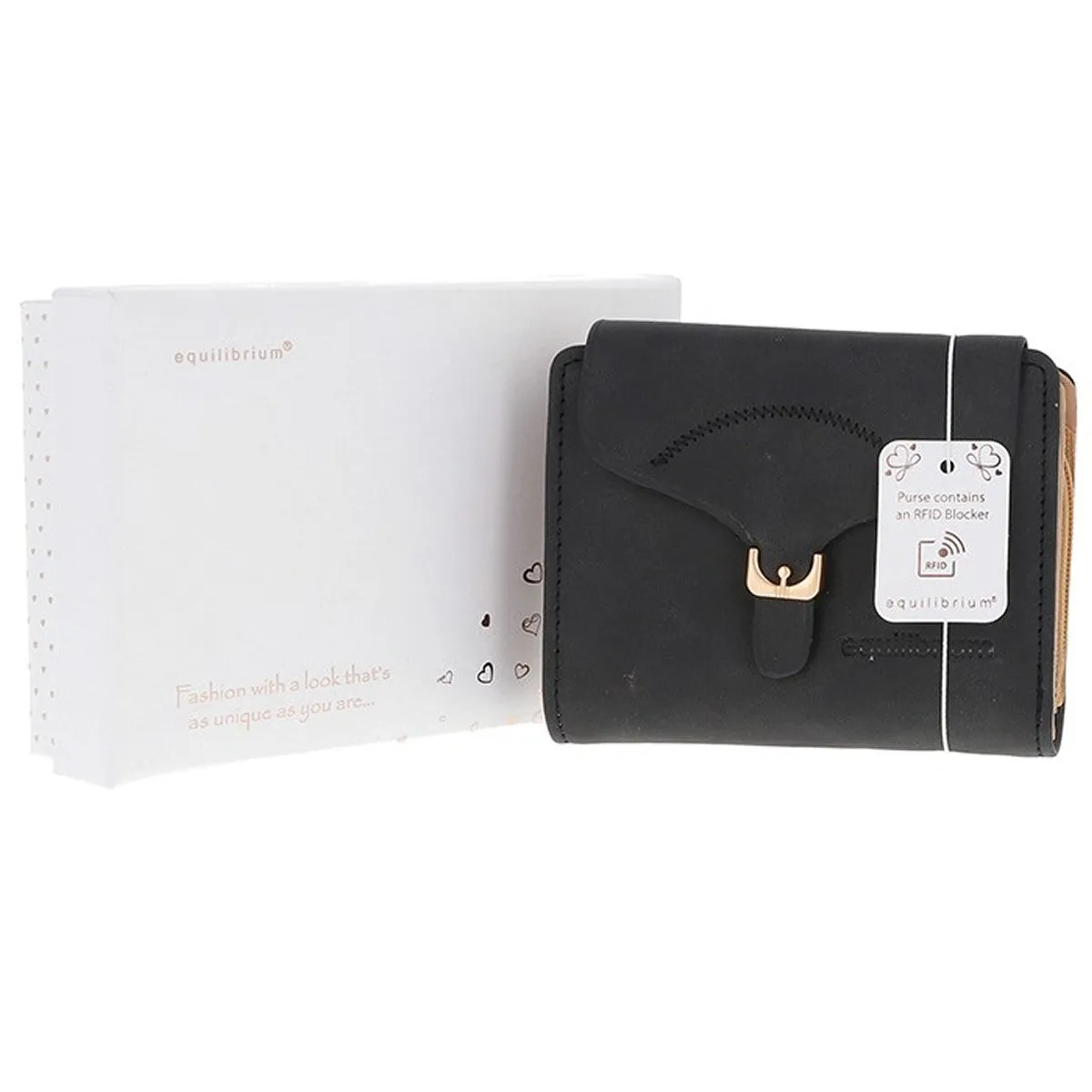 Equilibrium 11.5cm Black Small Modern Buckle Purse