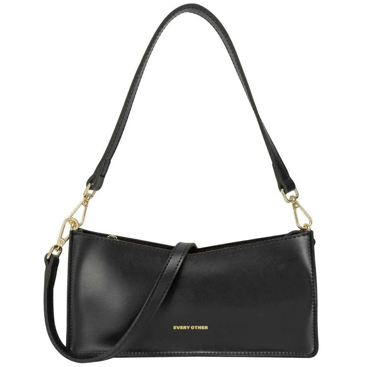 Every Other V Top Crossbody Shoulder Bag - Black