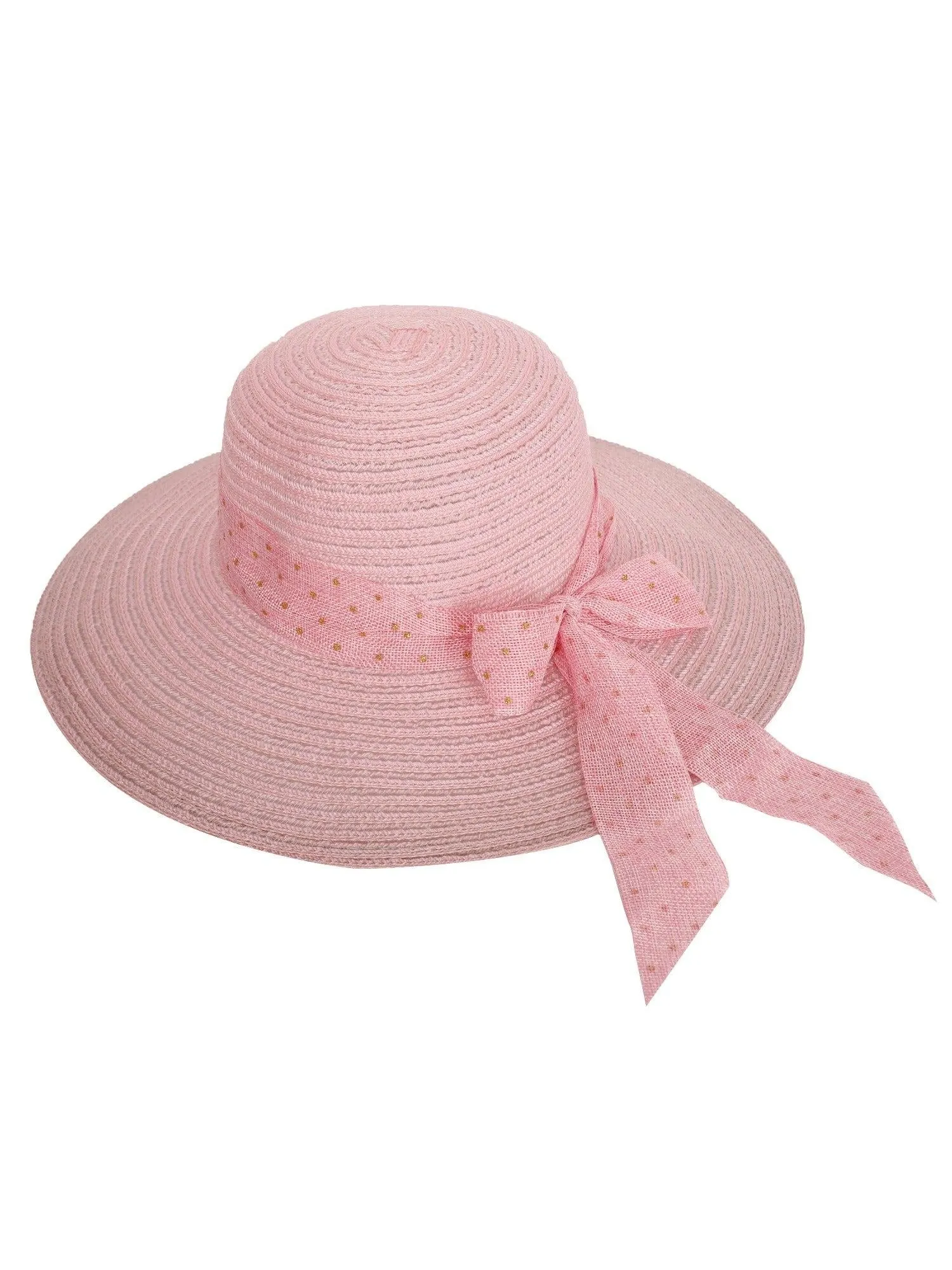 FabSeasons Long Brim Pink Beach and Sun Hat / caps for Women & Girls