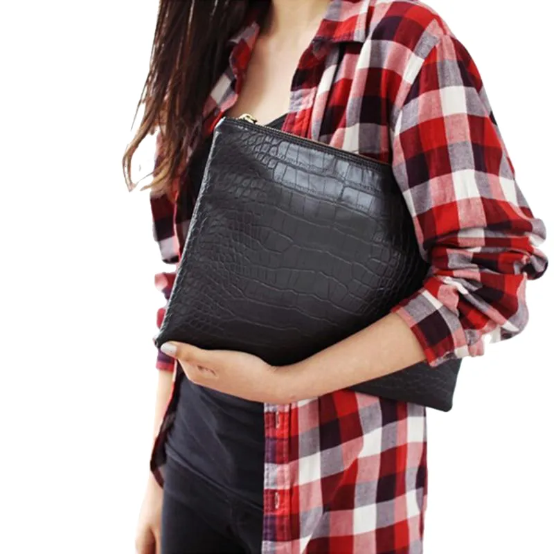 Female Stylish PU Alligator Design Clutch Purses For Mobile