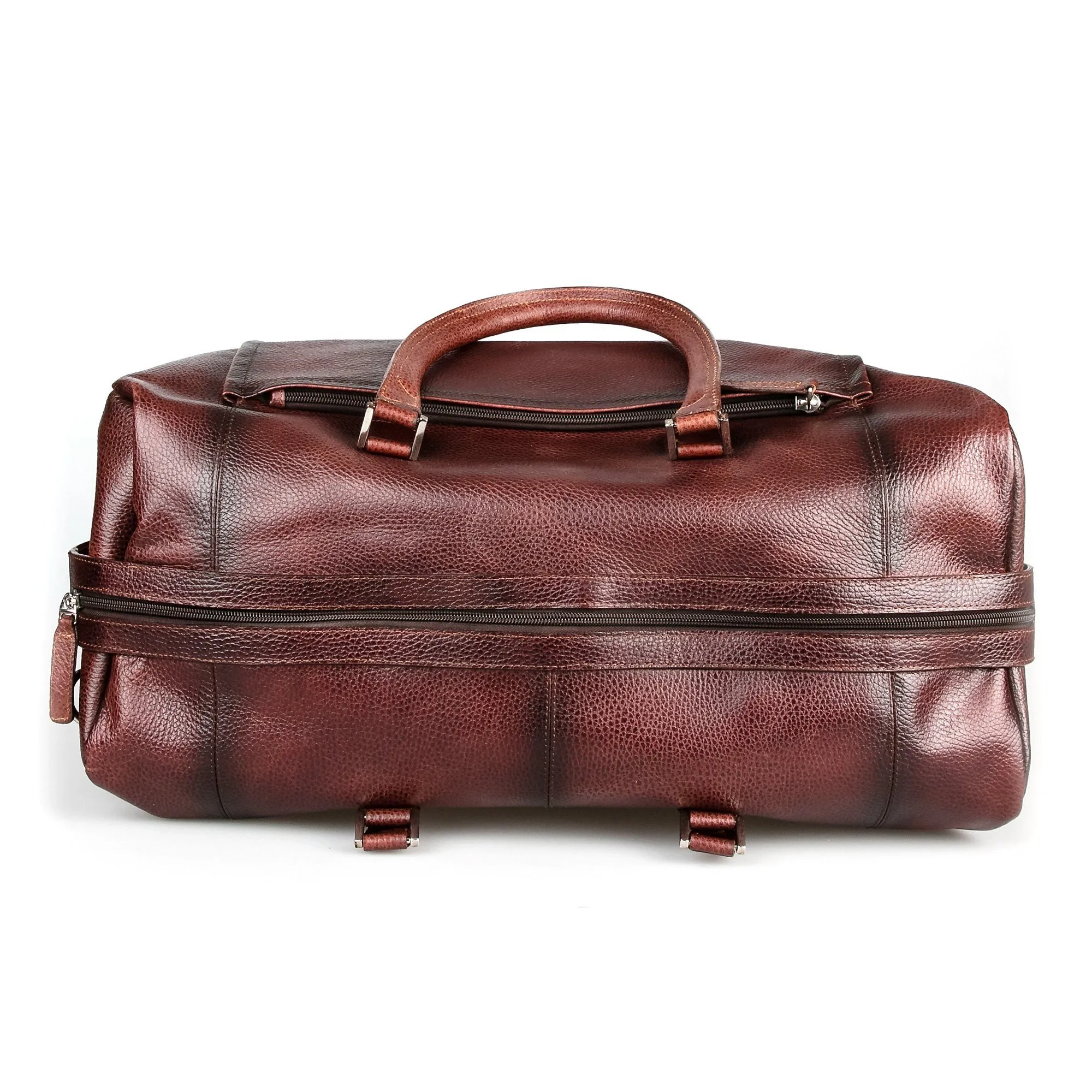 Fendrihan Pebbled Leather Travel Bag, Brandy