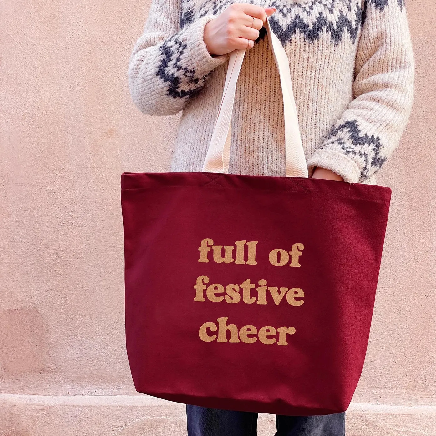 Full Of Festive Cheer Burgundy Tote Bag