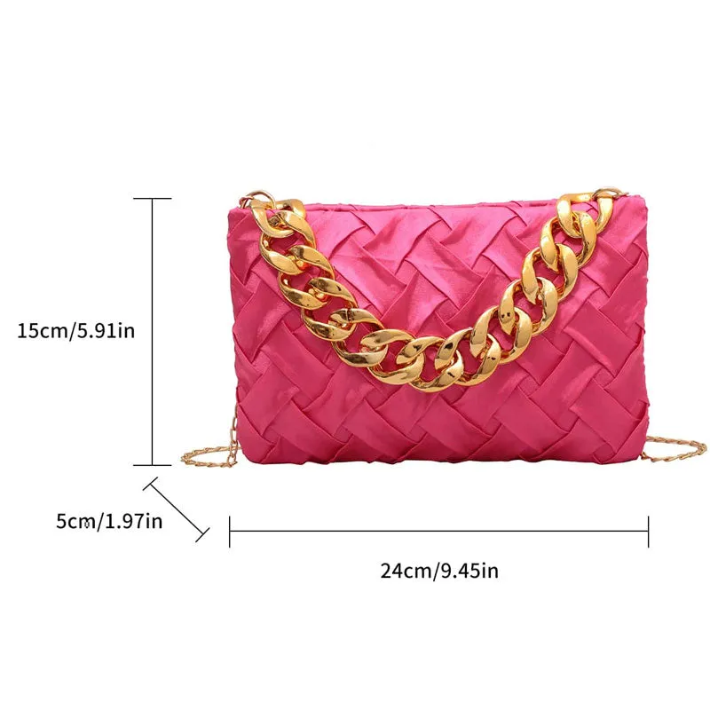 Gold Chain Handle Square Bag Ladies Stylo Handbags