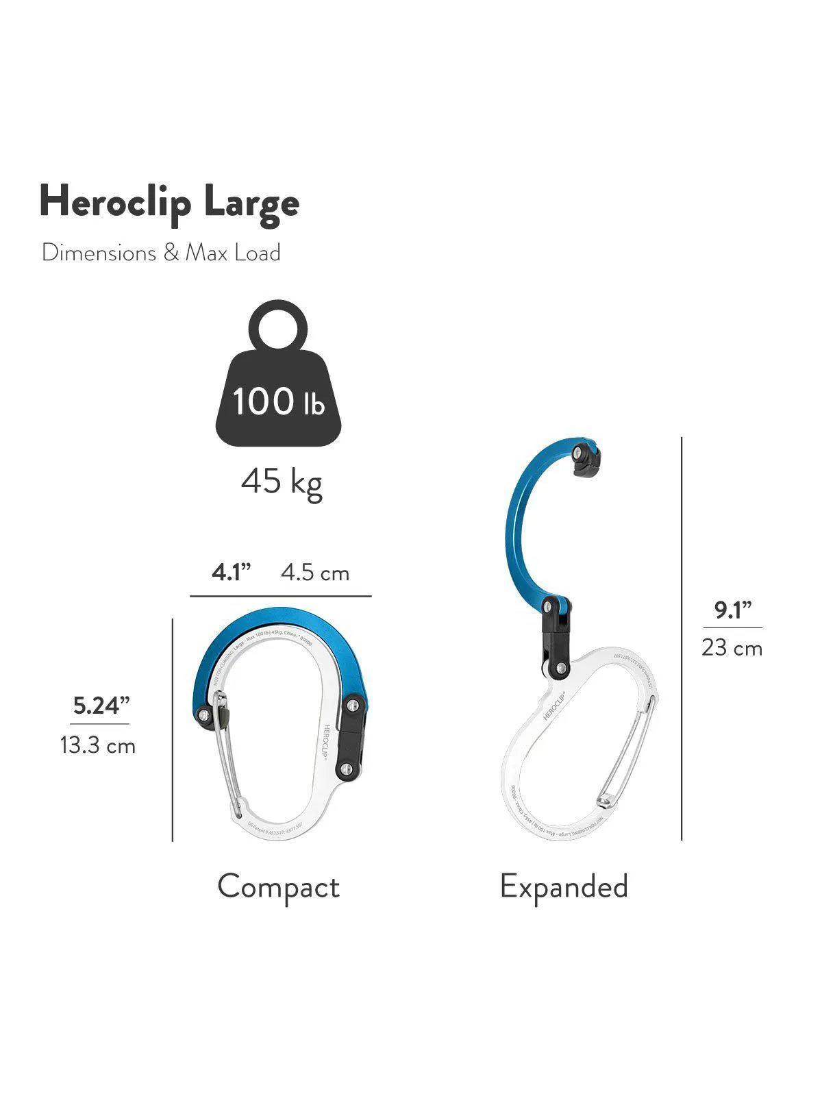 Heroclip Carabiner Large Blue Steel