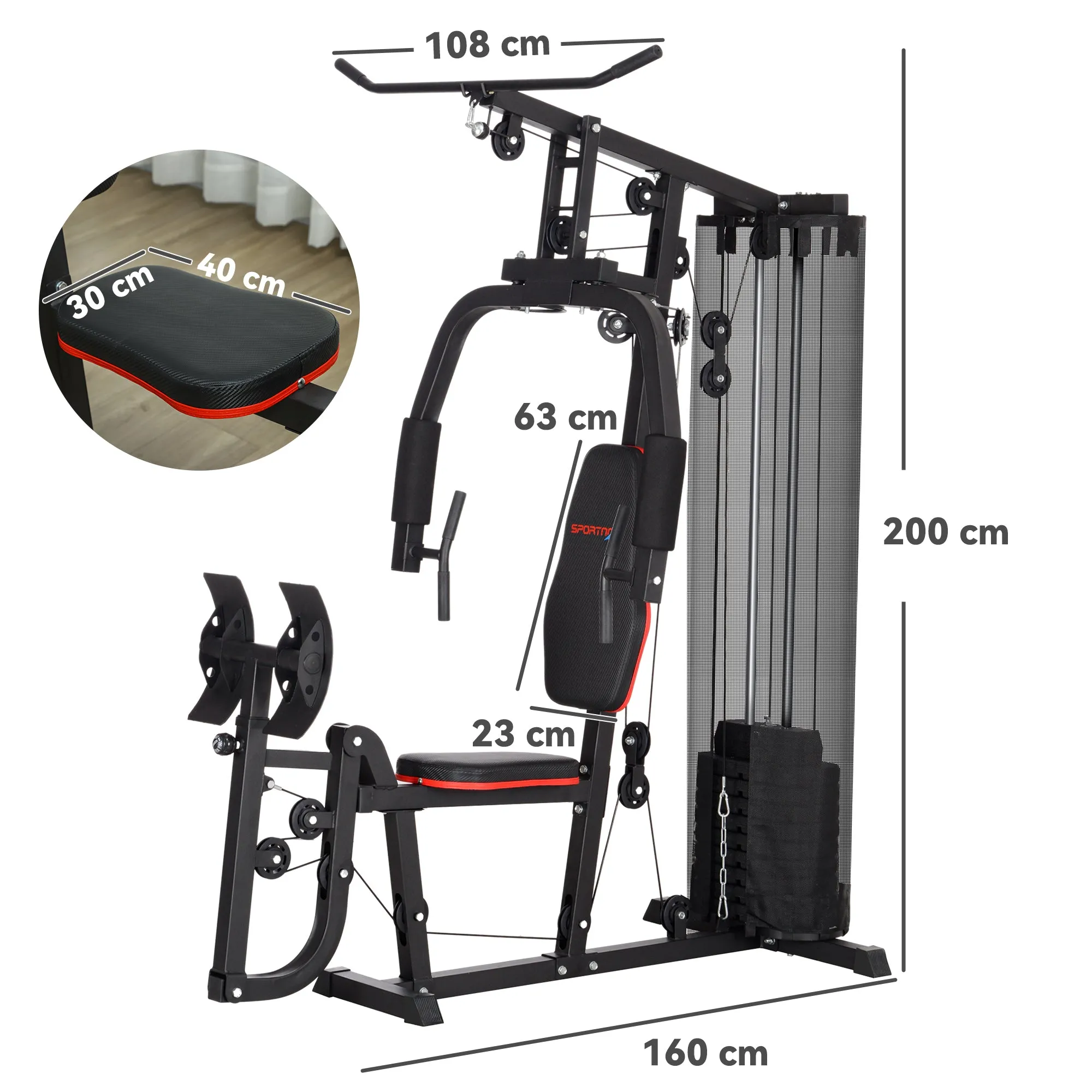 Home Gym Machine Compact Multi Gym with 45kg Weight Stack