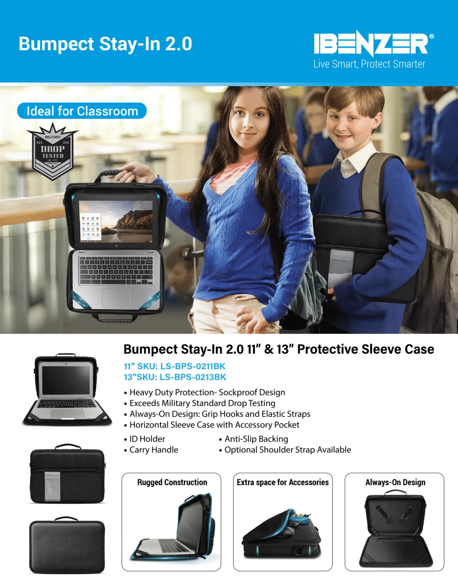 iBenzer Bumptect Stay-In Protective Laptop Carrying Case