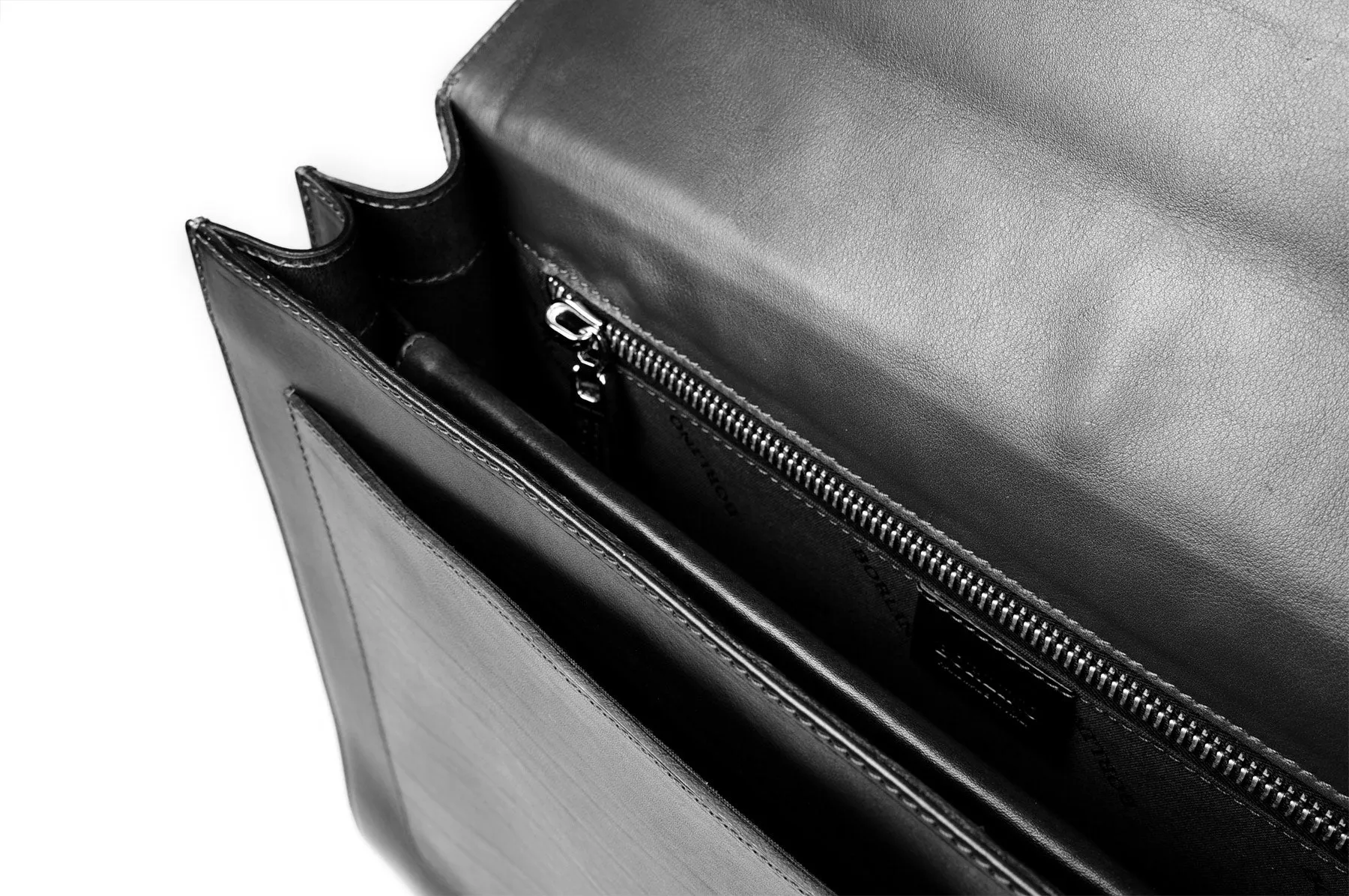 Italian Leather Briefcase - The Arrezo - Onyx Black