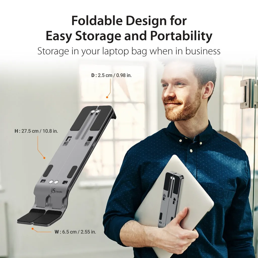j5create JTS223 USB HUB X-Kit Laptop Stand, USB Laptop Stand with 4 USB port, Fordable Laptop Holder