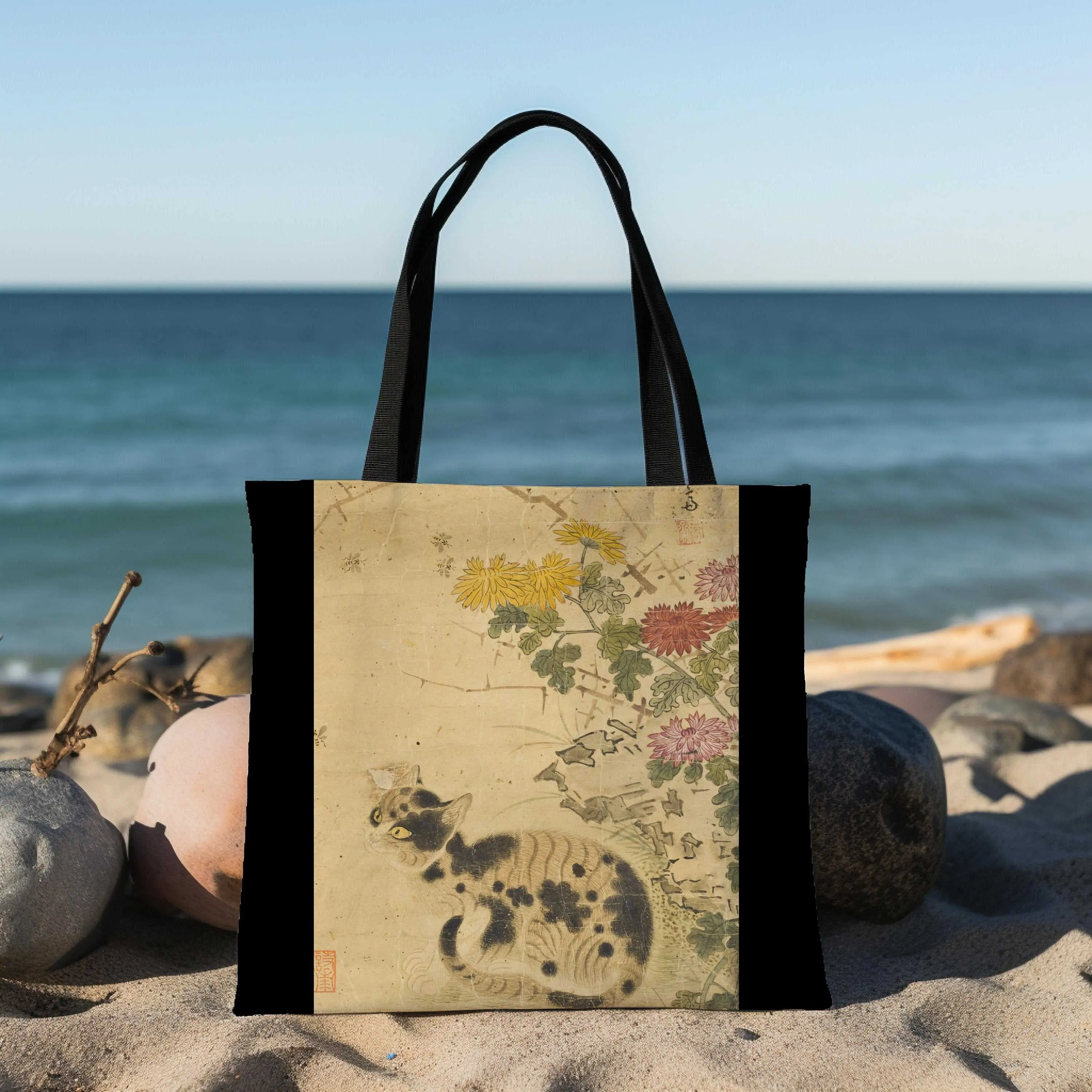 Japandi Style Large Canvas Tote Bag