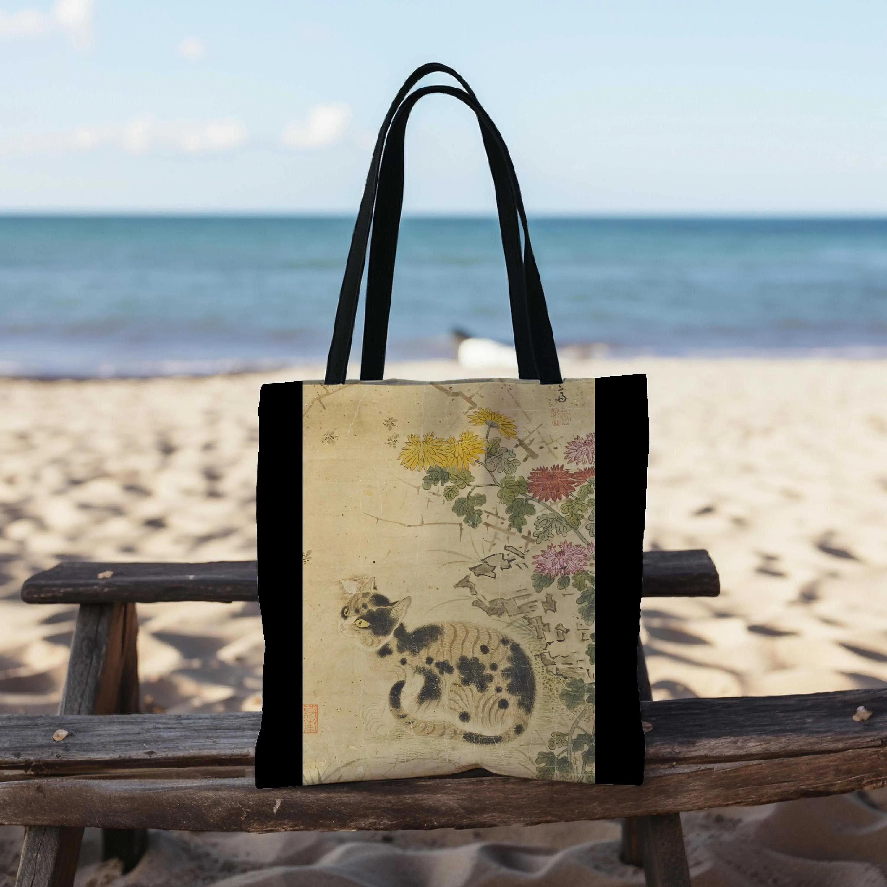 Japandi Style Large Canvas Tote Bag