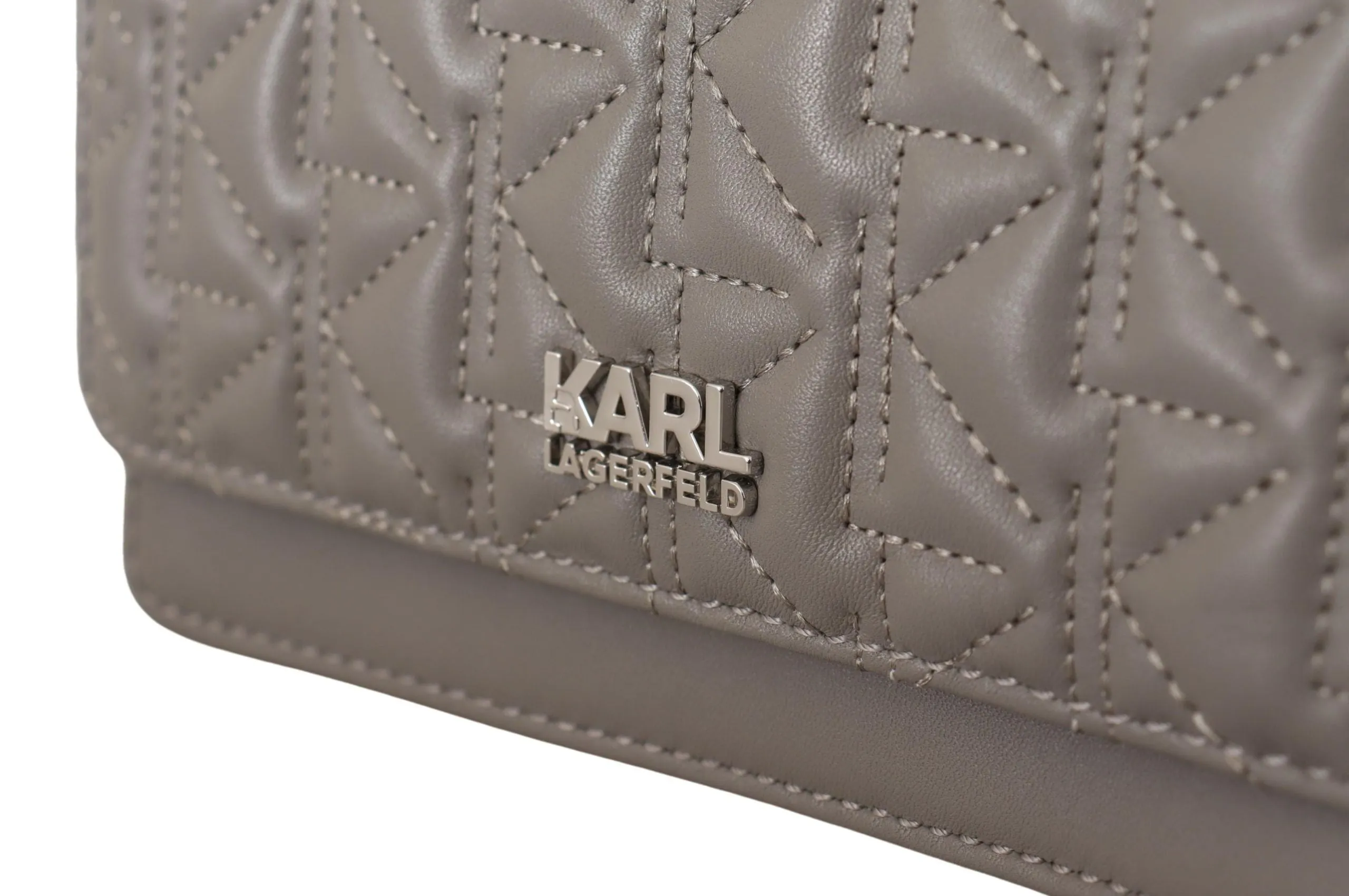 Karl Lagerfeld Elegant Grey Leather Crossbody Bag