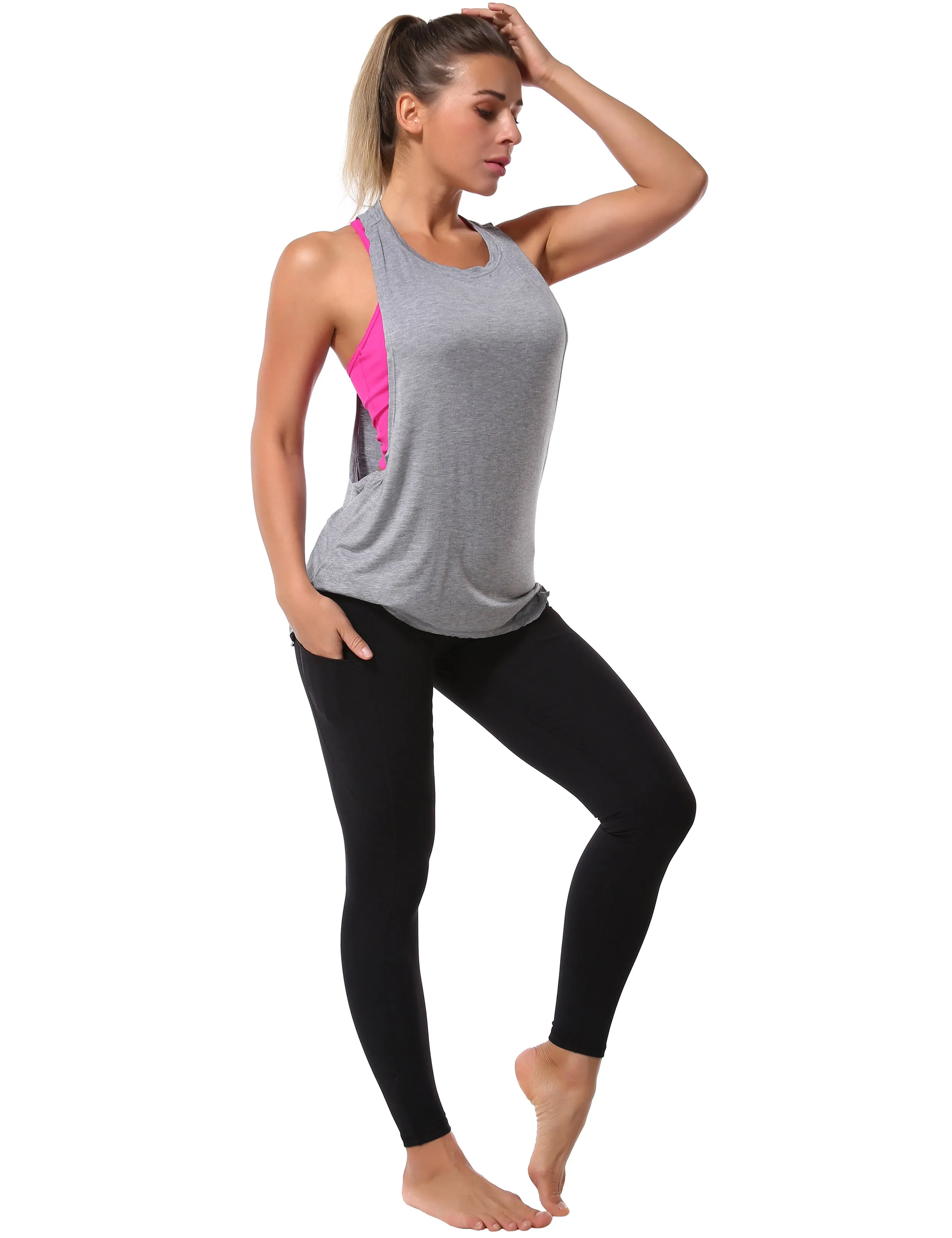 Low Cut Loose Fit Tank Top heathergray_Gym