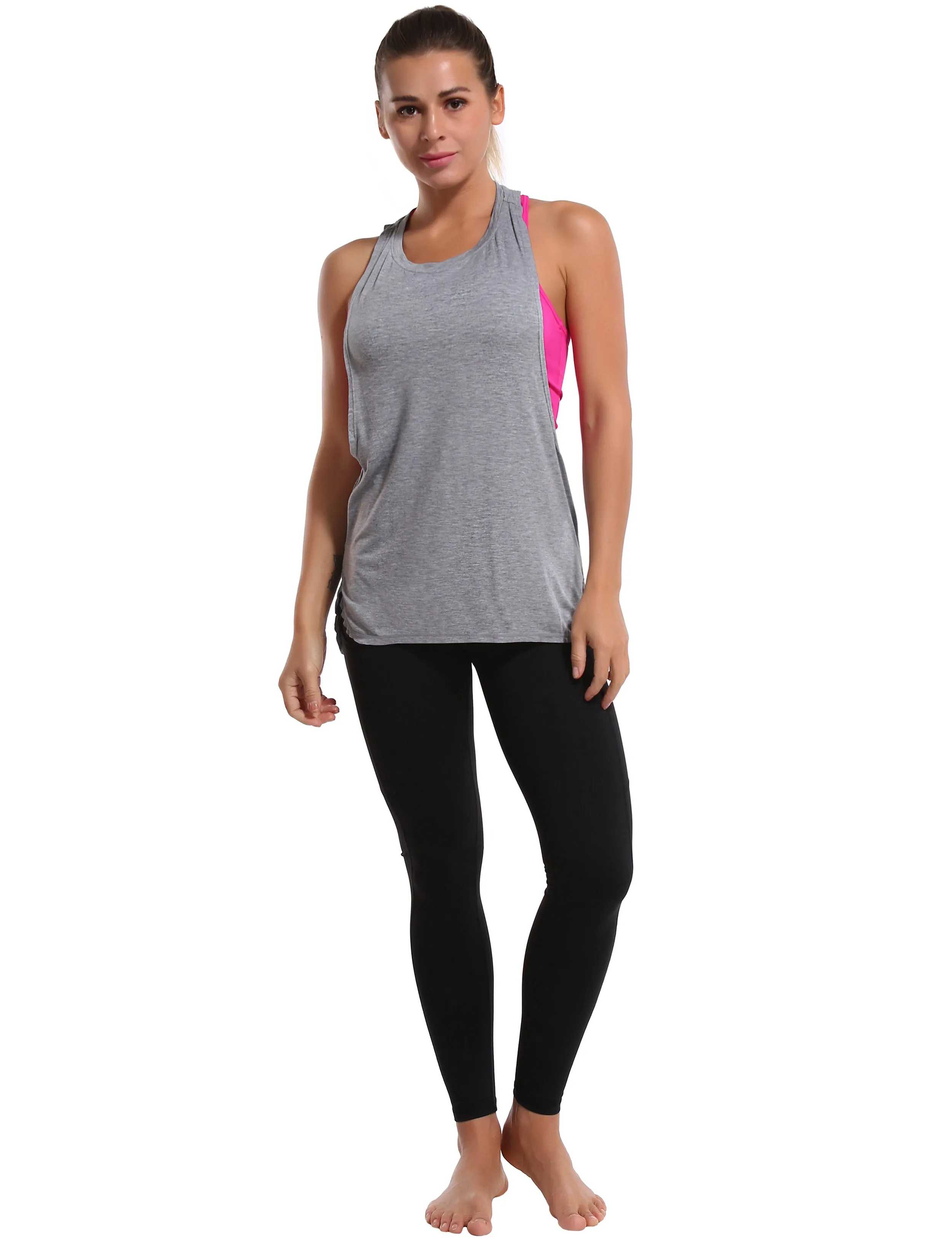 Low Cut Loose Fit Tank Top heathergray_Gym